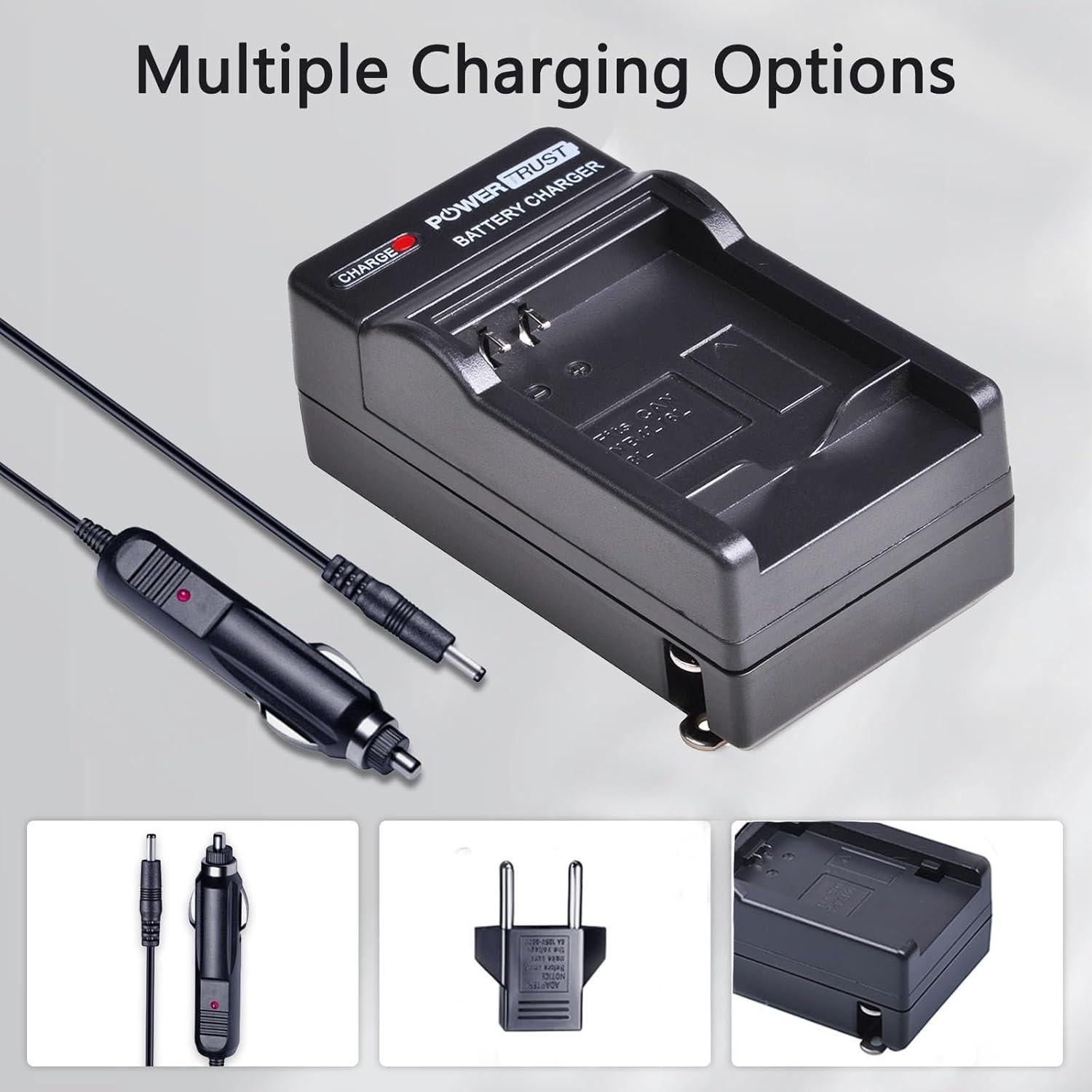 2 Baterías NB-4L + Cargador Rápido PowerTrust para Canon