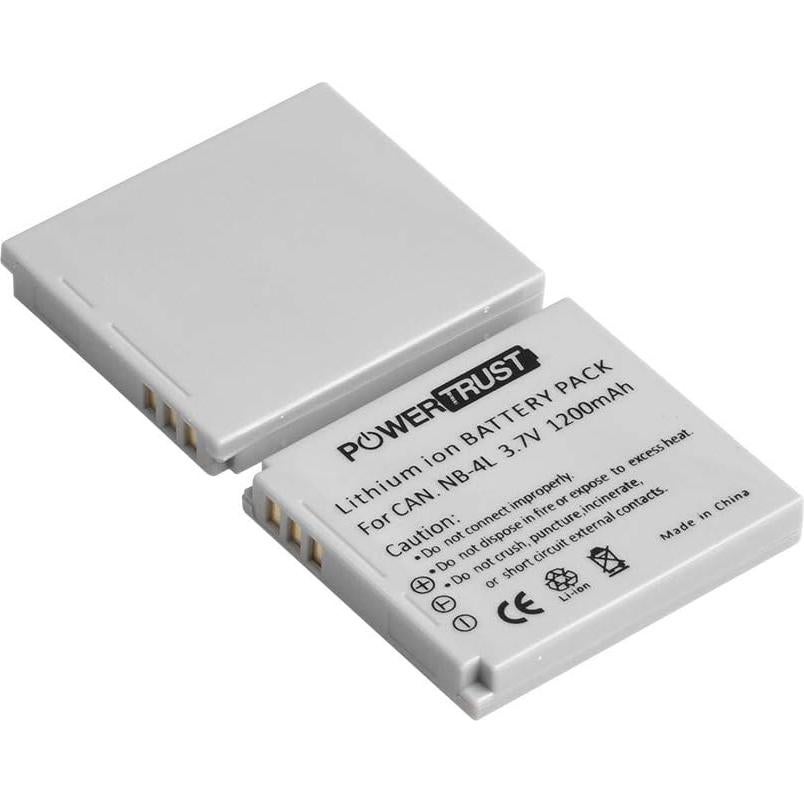 2 Baterías NB-4L + Cargador Rápido PowerTrust para Canon