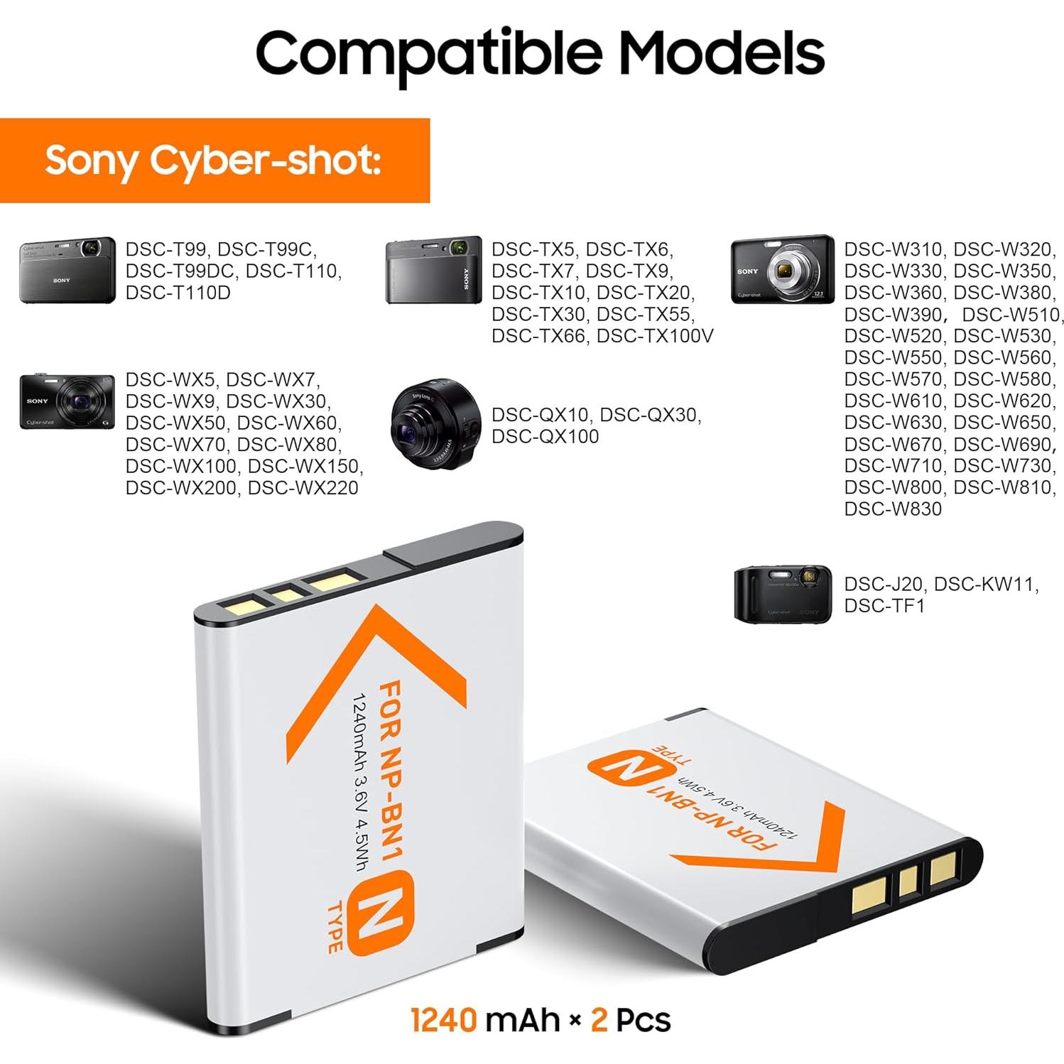 Kit de Baterías y Cargador SEVKUMZ NP-BN1 para Cámaras Sony