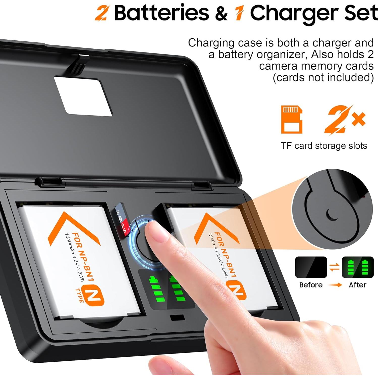 Kit de Baterías y Cargador SEVKUMZ NP-BN1 para Cámaras Sony