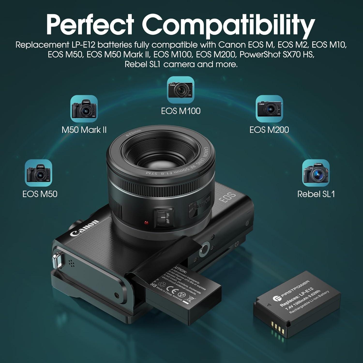 Baterías LP-E12 FirstPower 2 Unidades 1300mAh para Canon