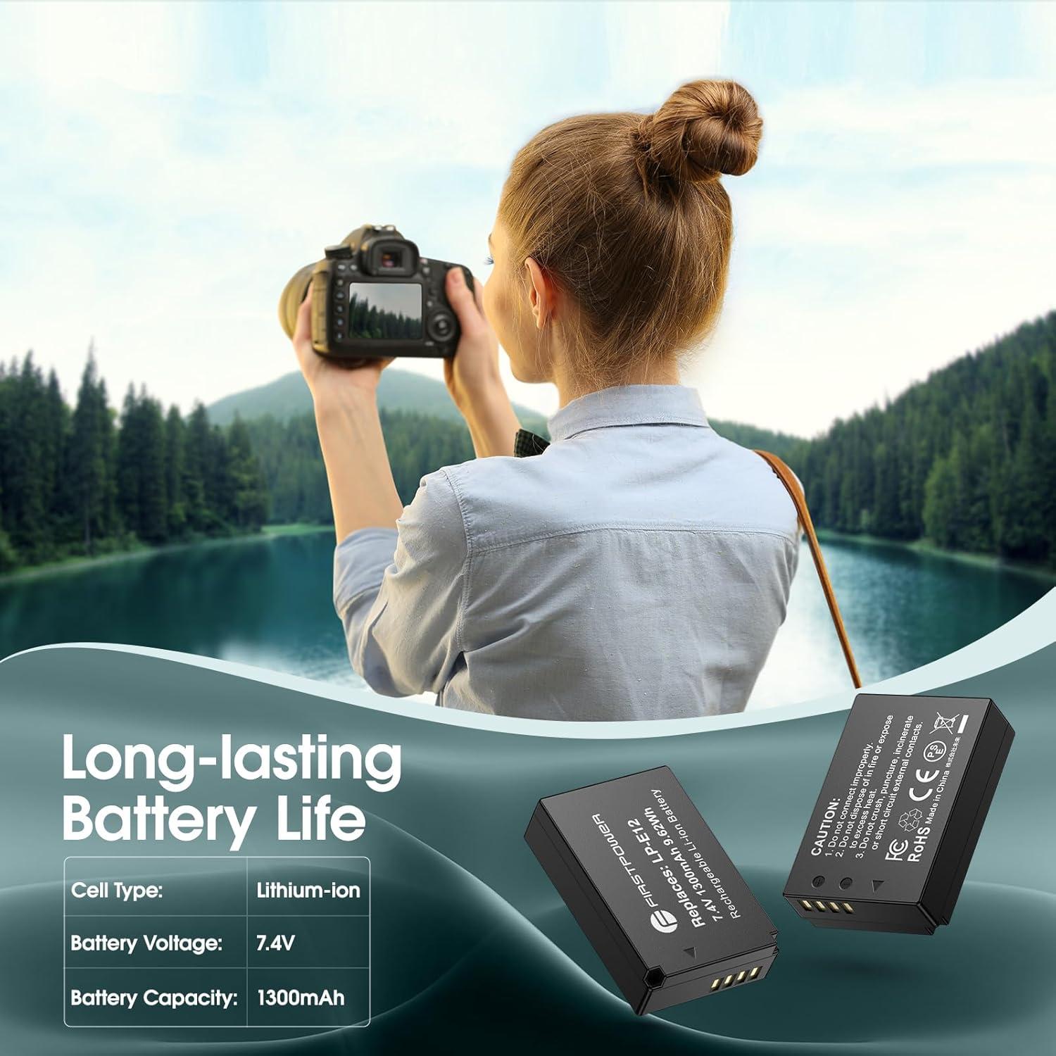 Baterías LP-E12 FirstPower 2 Unidades 1300mAh para Canon