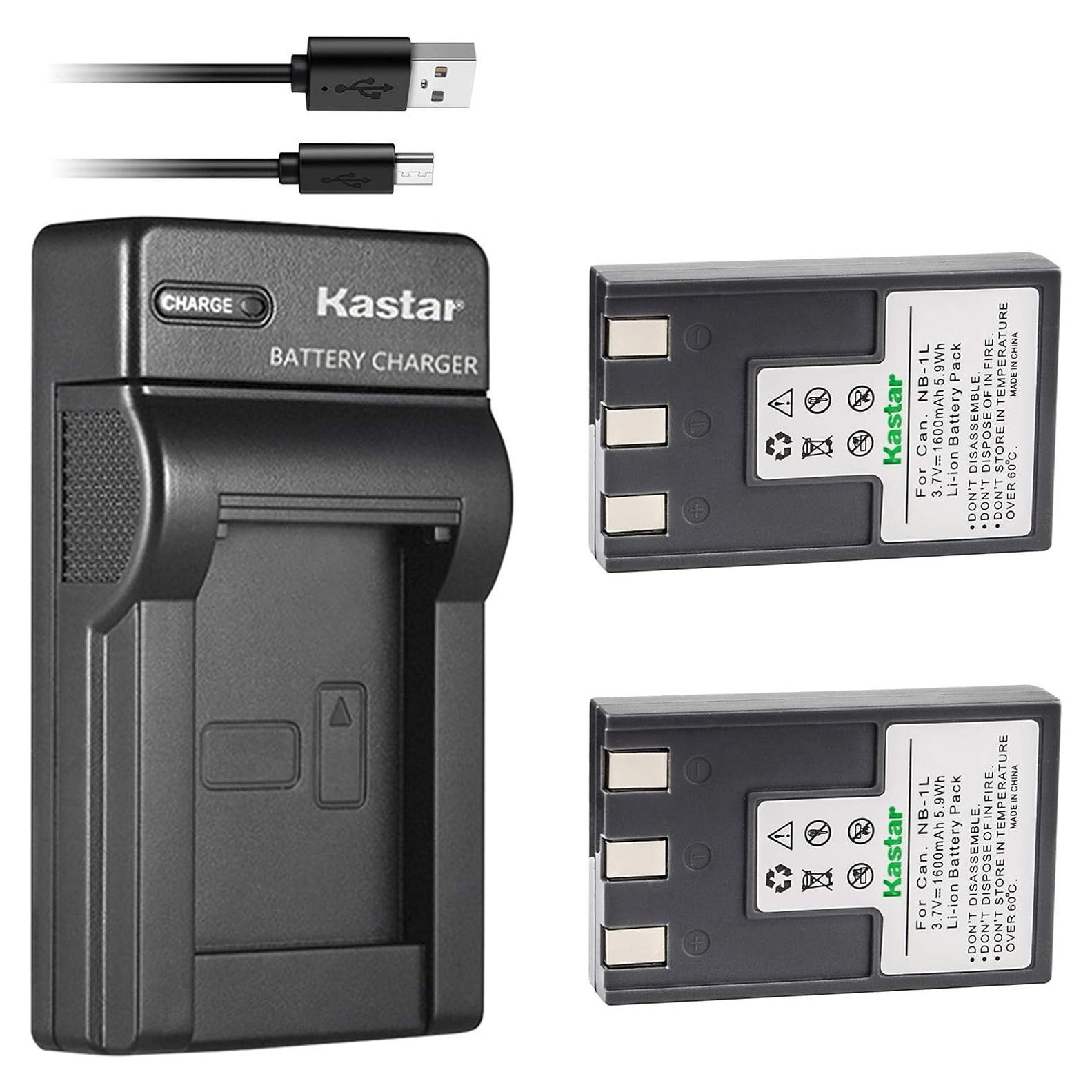 Batería Kastar (2 Unidades) y Cargador USB Slim para Canon