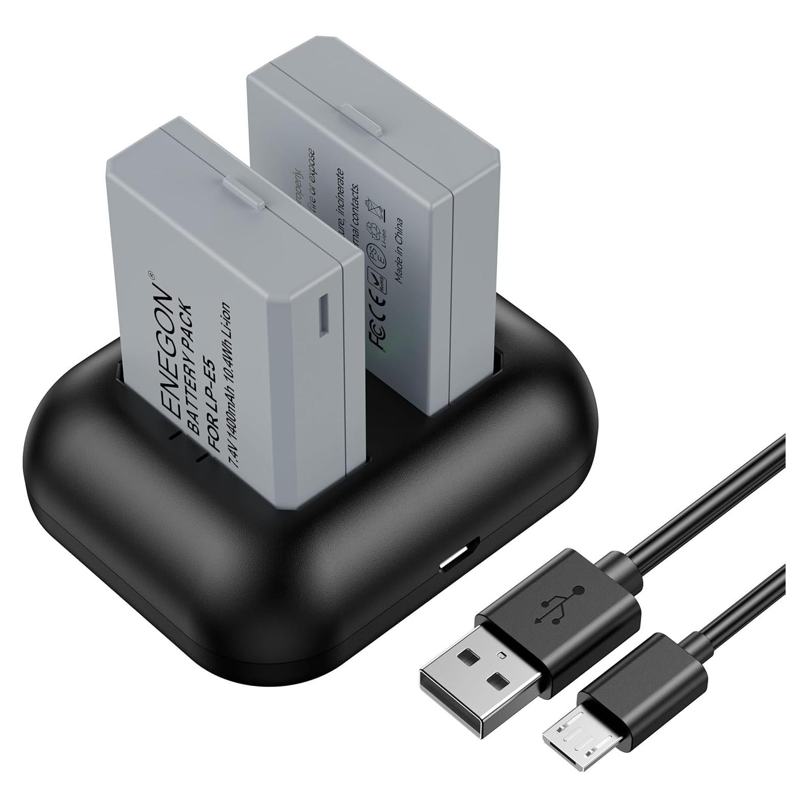 Batería de Reemplazo ENEGON LP-E5 + Cargador Doble Rápido