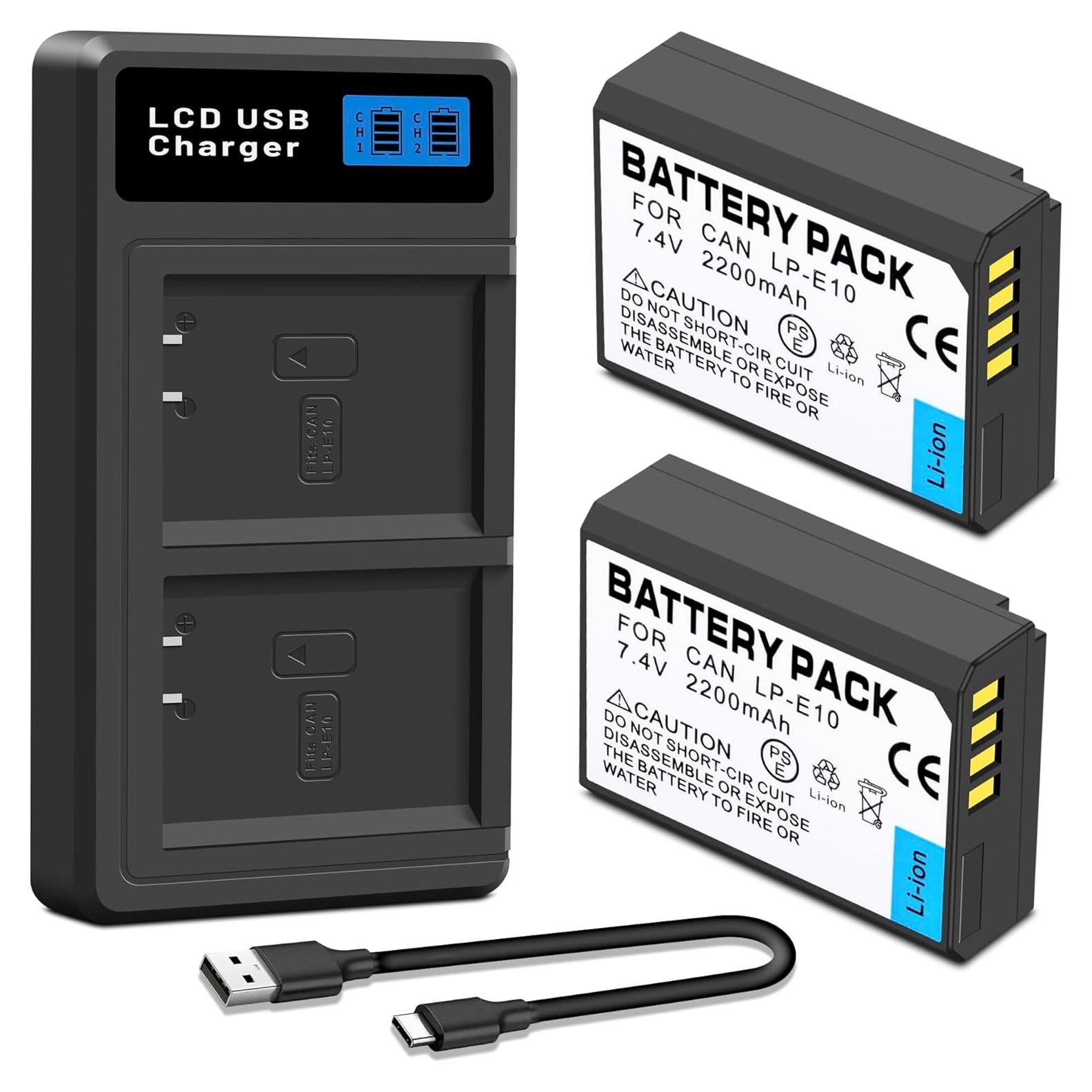 Batería LP-E10 Doble + Cargador USB LED para Canon 1500mAh