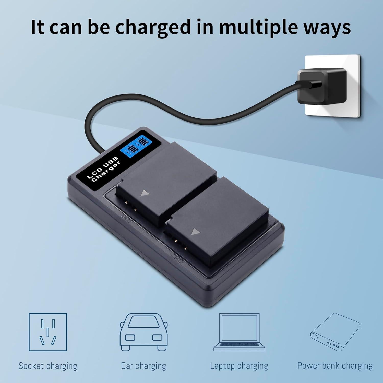 Batería LP-E10 Doble + Cargador USB LED para Canon 1500mAh