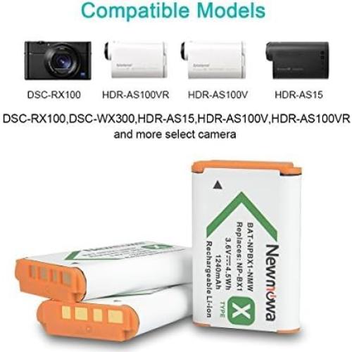 Batería de Reemplazo Sony NP-BX1 Newmowa 3 Unidades + Cargador USB