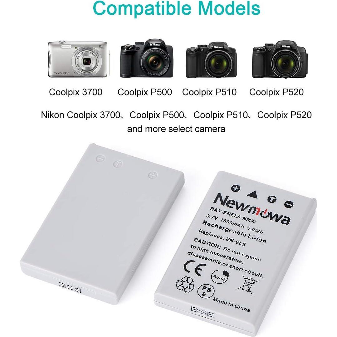 Batería de Reemplazo Newmowa EN-EL5 + Cargador para Nikon