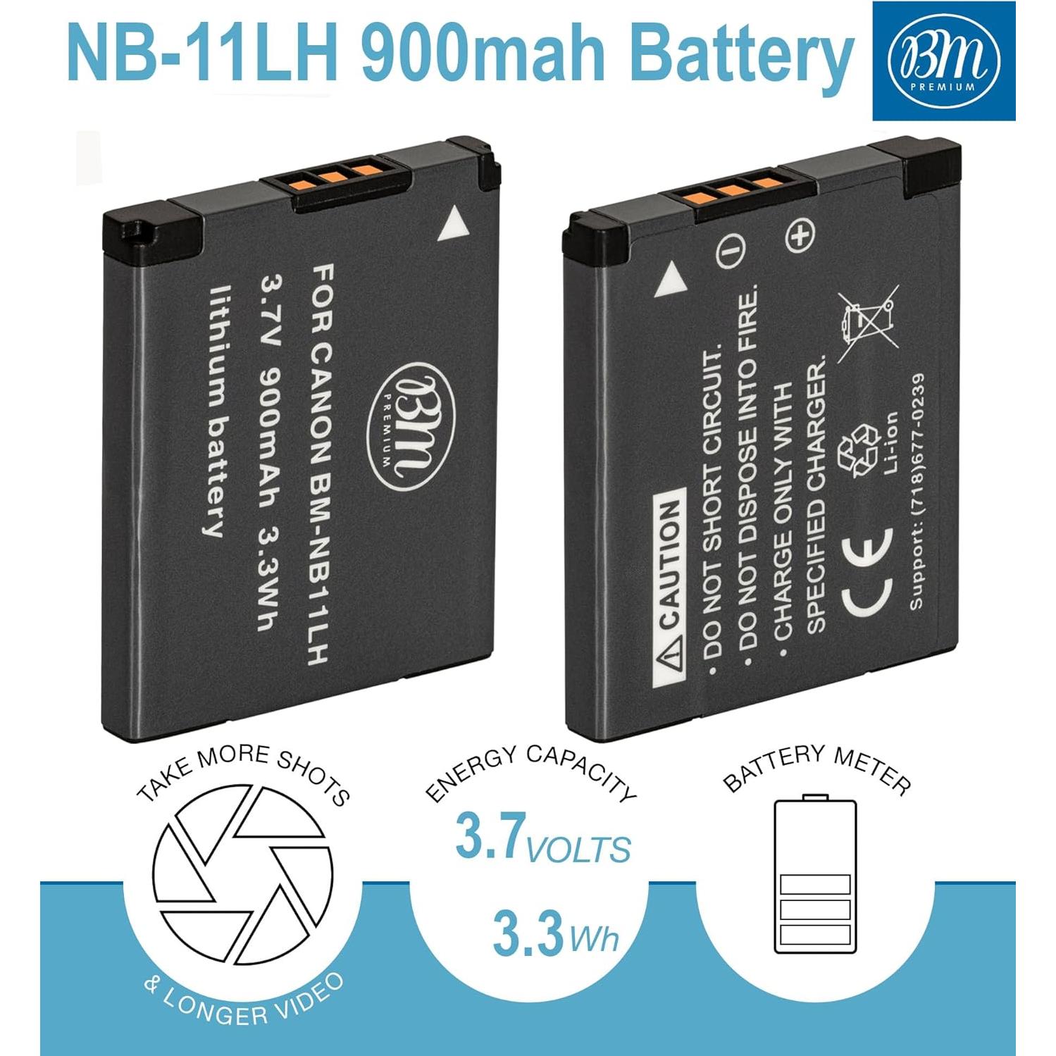 Paquete de 2 Baterías Recargables NB-11LH para Canon PowerShot