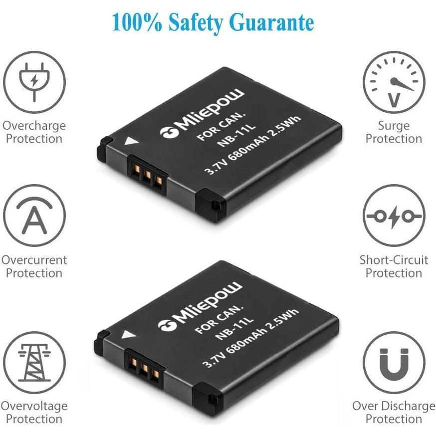 Batería NB-11L y Cargador Mliepow para Canon PowerShot