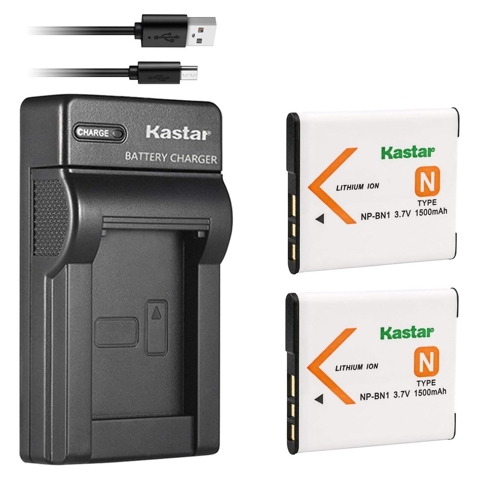 Kastar Batería y Cargador Reemplazo Sony NP-BN1 1500mAh