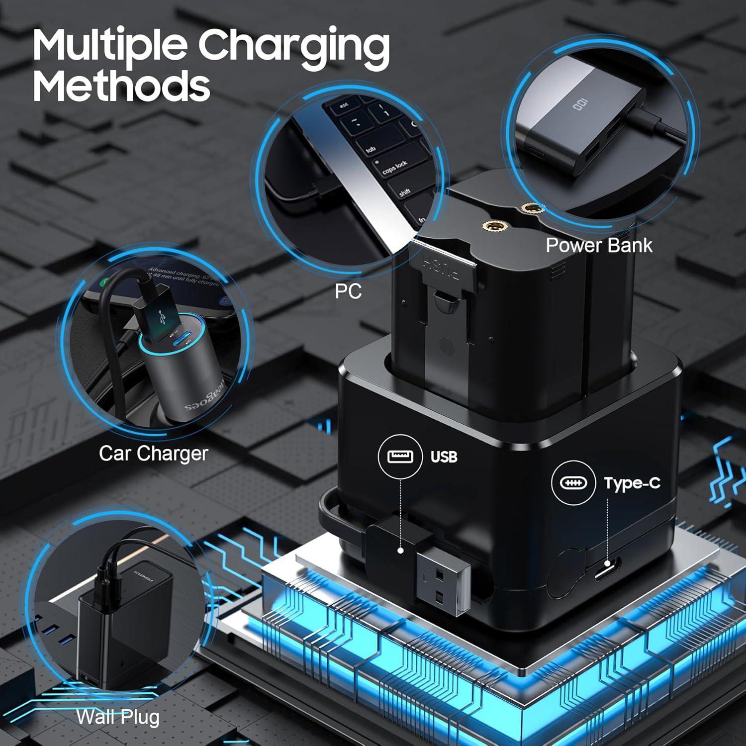 Batería recargable Jsoprtvr para Ring - 2 unidades con cargador LED
