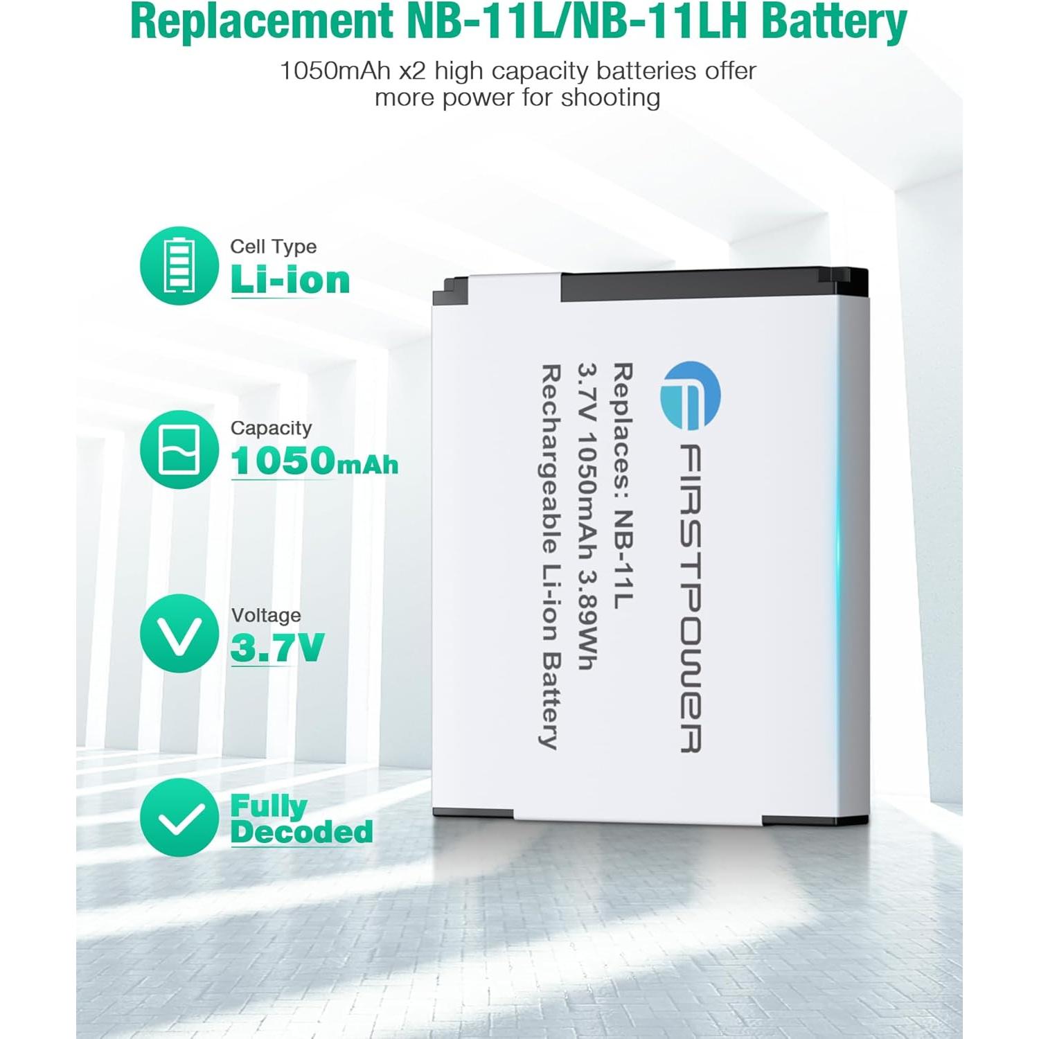 Batería y Cargador USB FirstPower NB-11L para Canon PowerShot