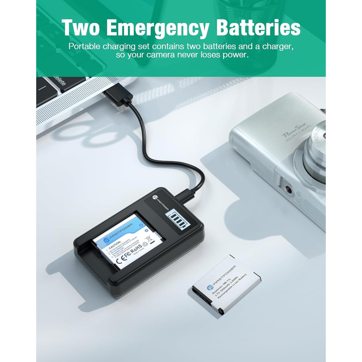 Batería y Cargador USB FirstPower NB-11L para Canon PowerShot