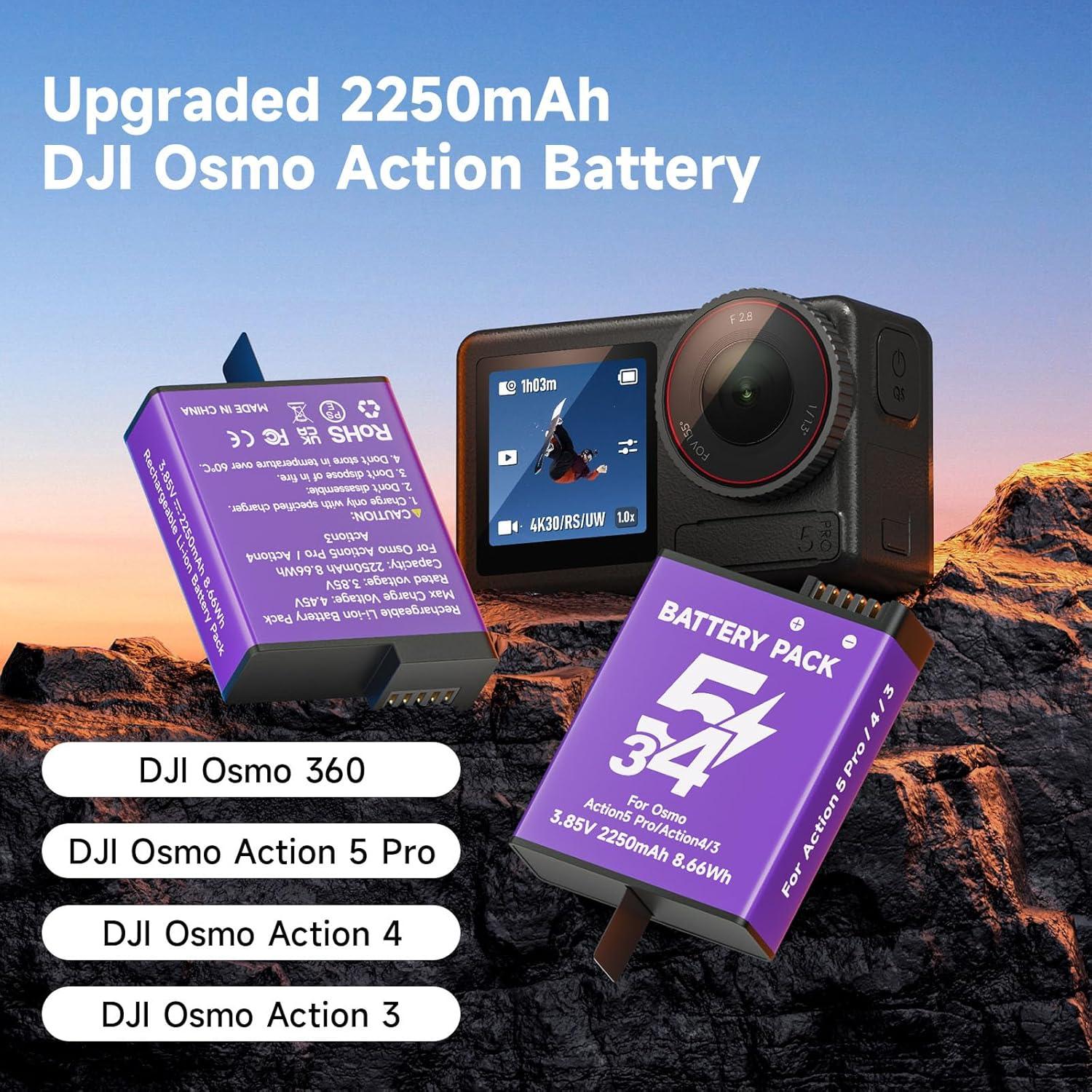 Baterías Recargables Litio 2250mAh Palowextra para DJI OSMO 360