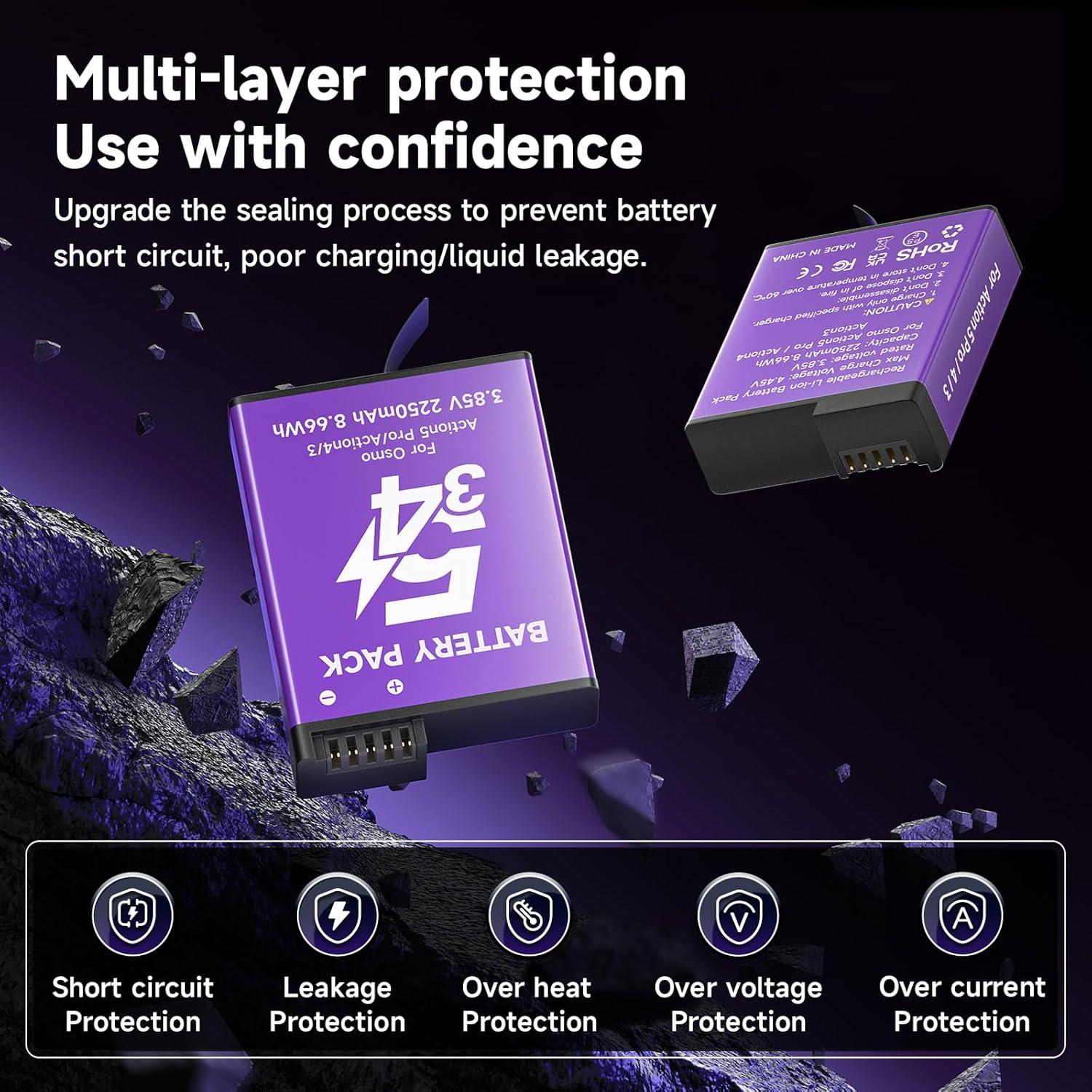 Baterías Recargables Litio 2250mAh Palowextra para DJI OSMO 360