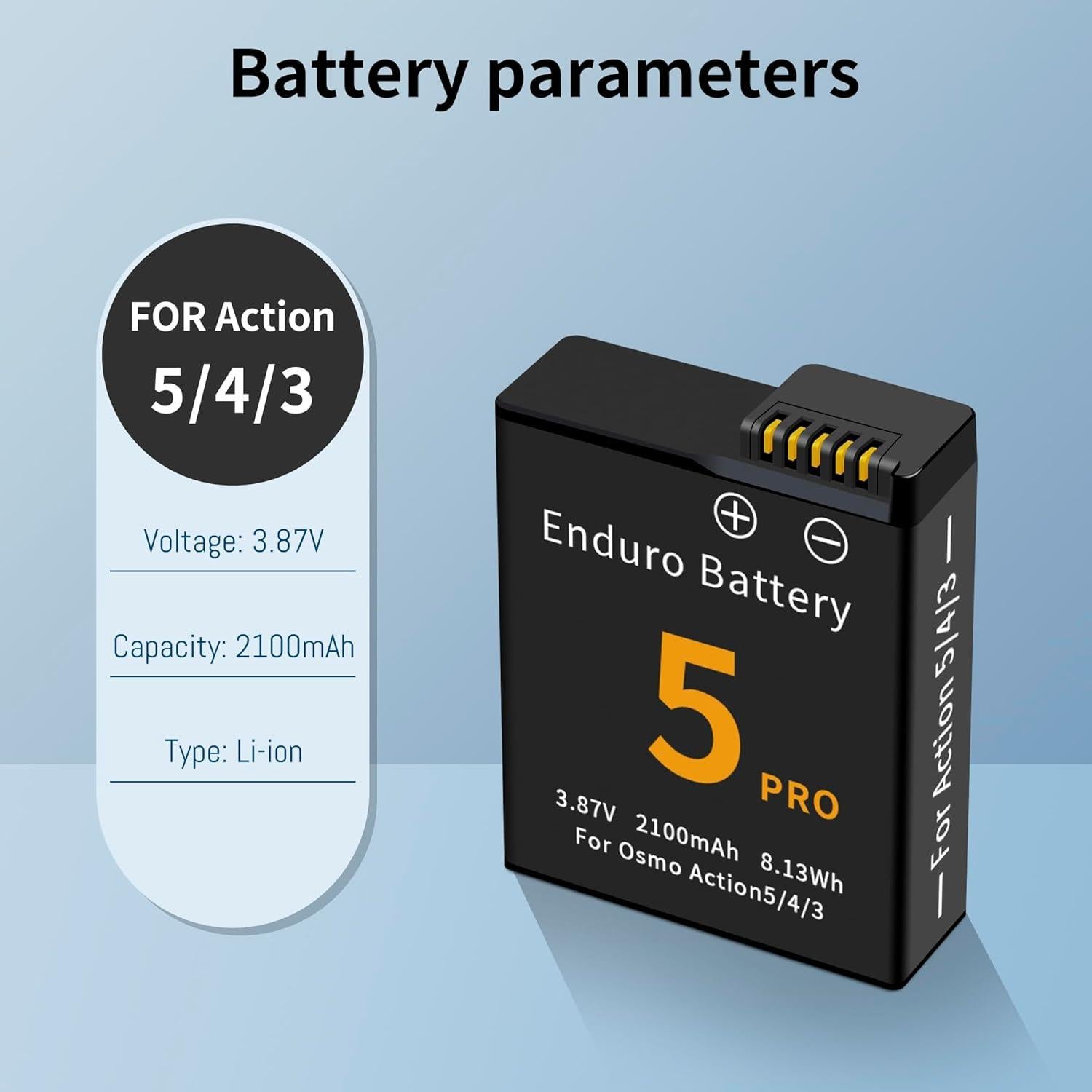 Paquete de 2 Baterías Recargables DJI Osmo Action 5 Pro/4/3 2100mAh