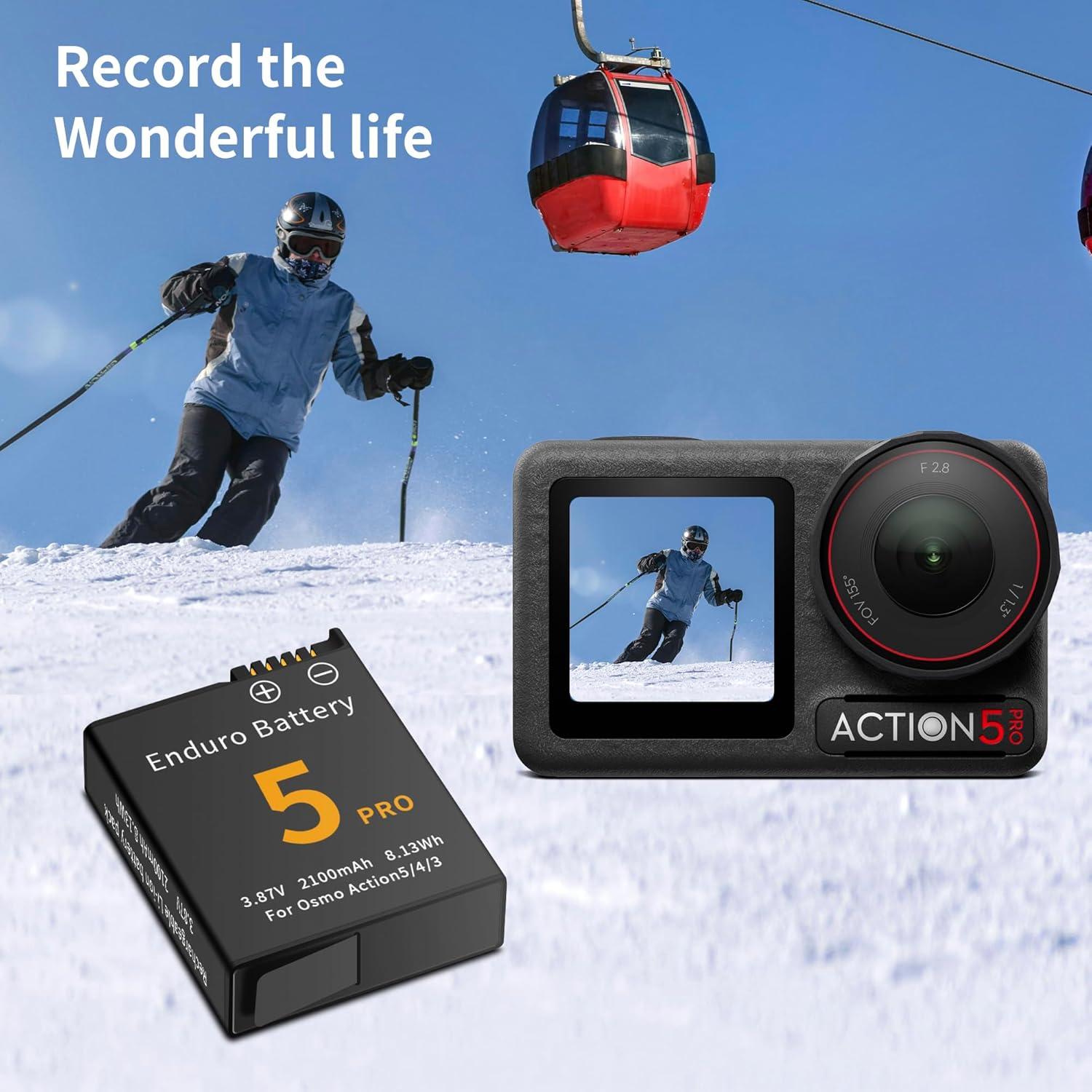 Paquete de 2 Baterías Recargables DJI Osmo Action 5 Pro/4/3 2100mAh