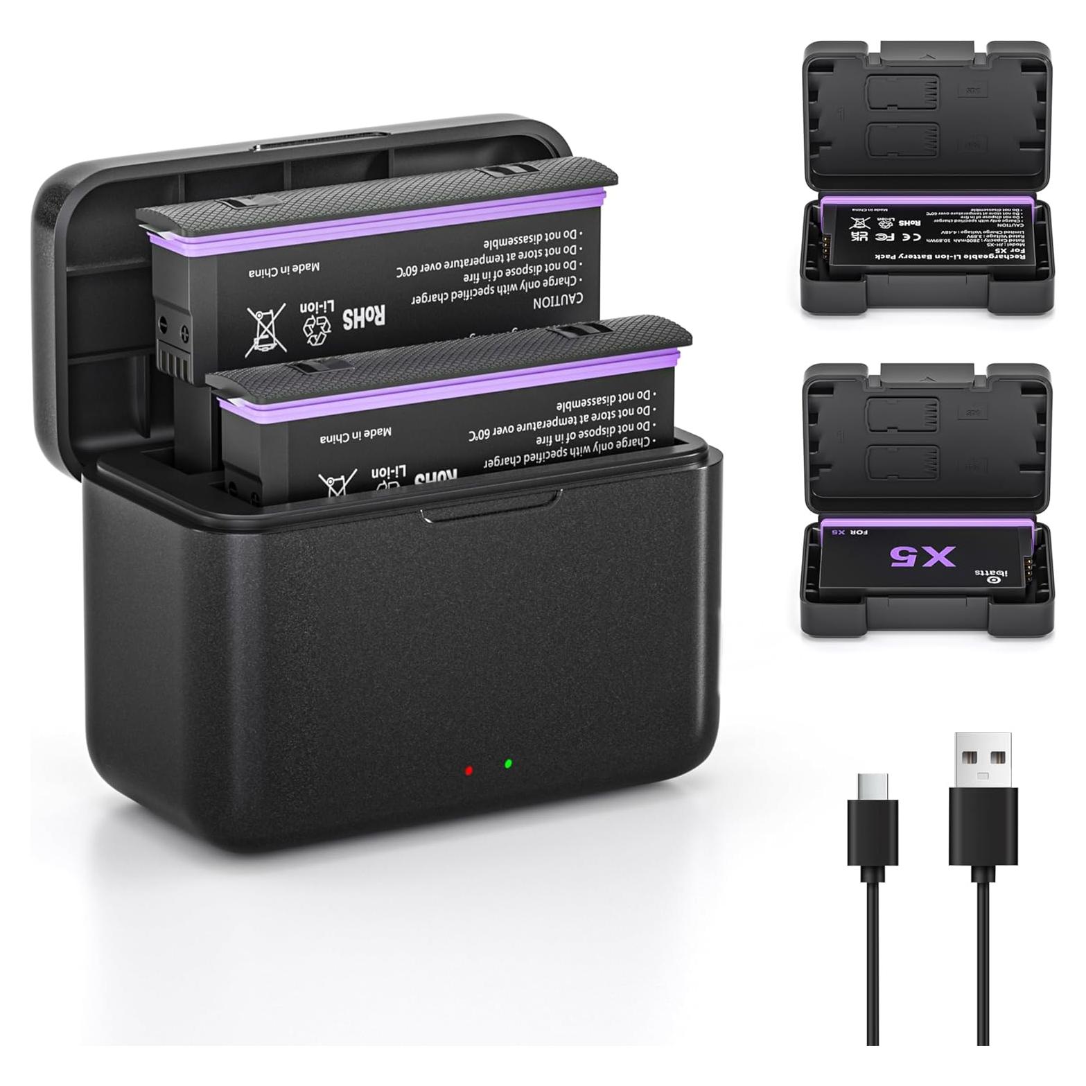 Paquete de 2 Baterías 2800mAh y Cargador Insta360 X5