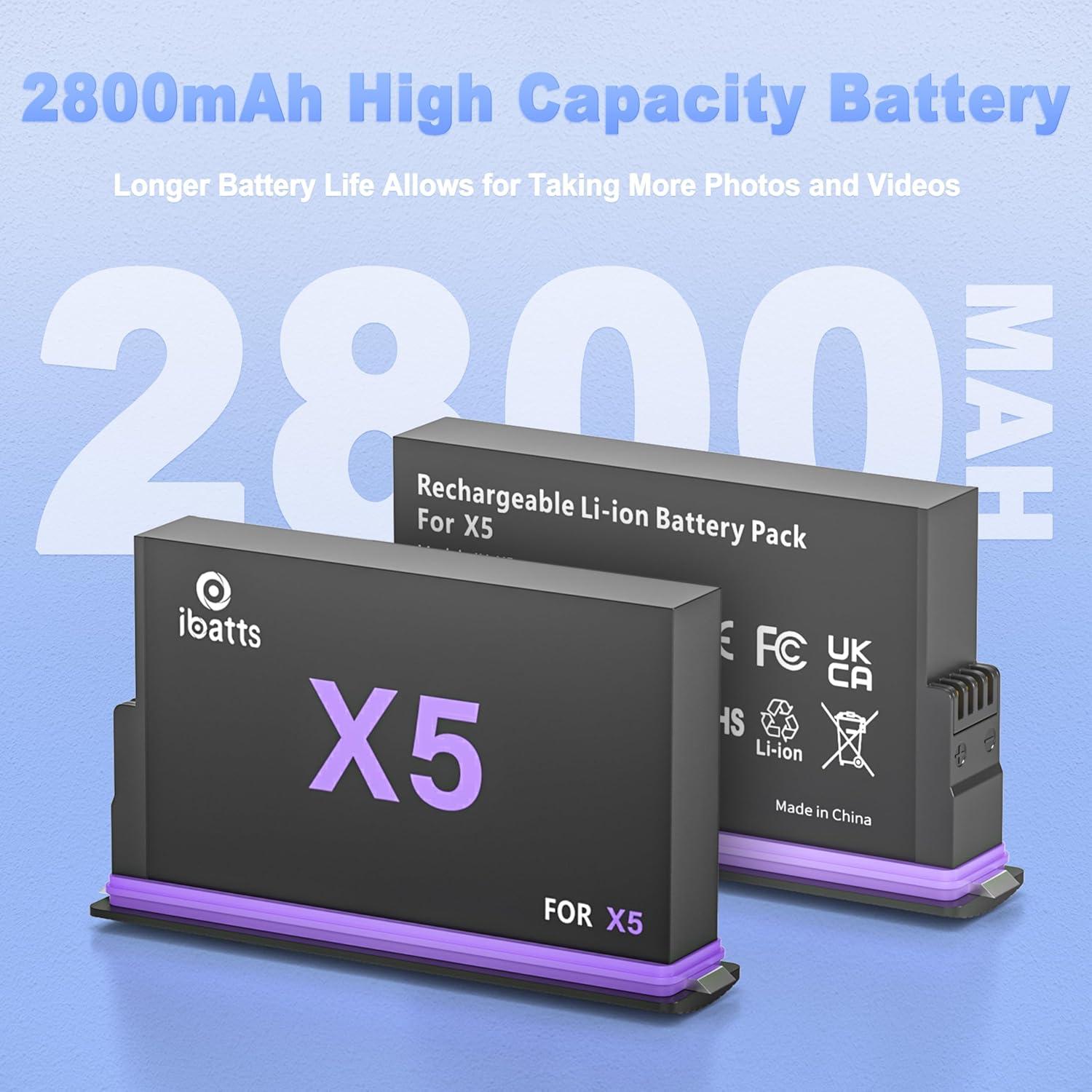 Paquete de 2 Baterías 2800mAh y Cargador Insta360 X5