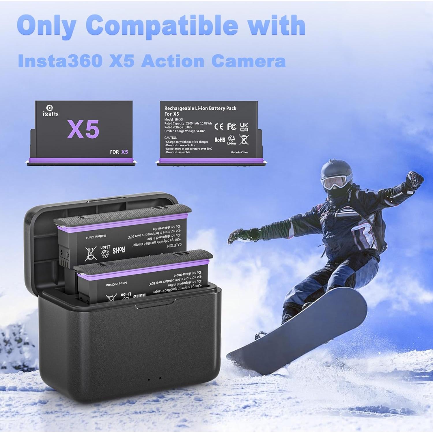 Paquete de 2 Baterías 2800mAh y Cargador Insta360 X5