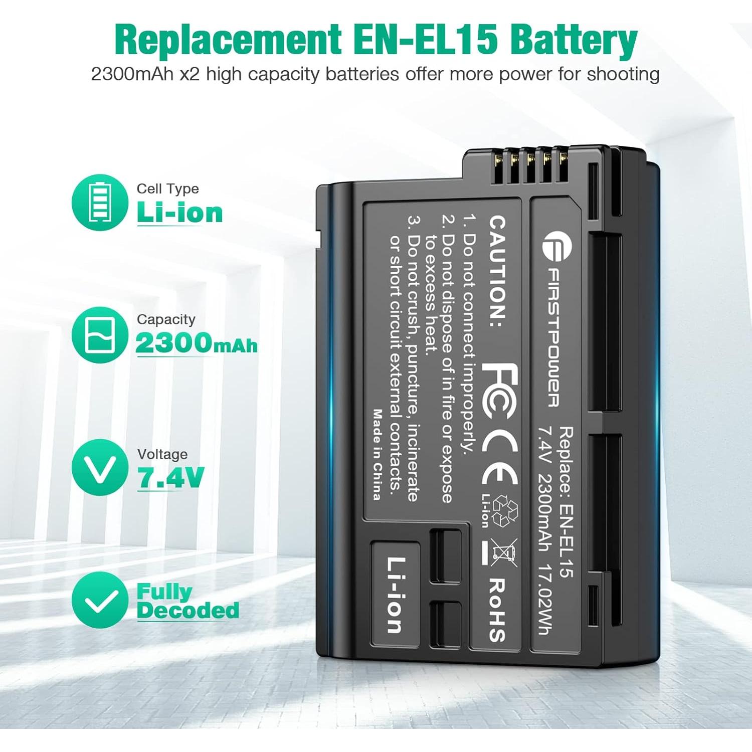 Batería FirstPower EN-EL15C para cámaras Nikon - 2 unidades