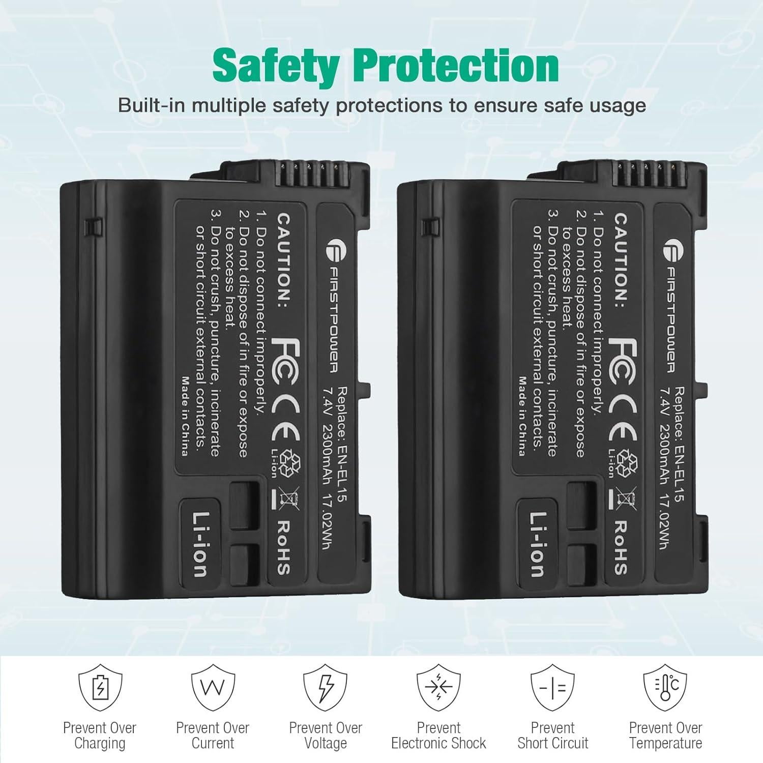 Batería FirstPower EN-EL15C para cámaras Nikon - 2 unidades