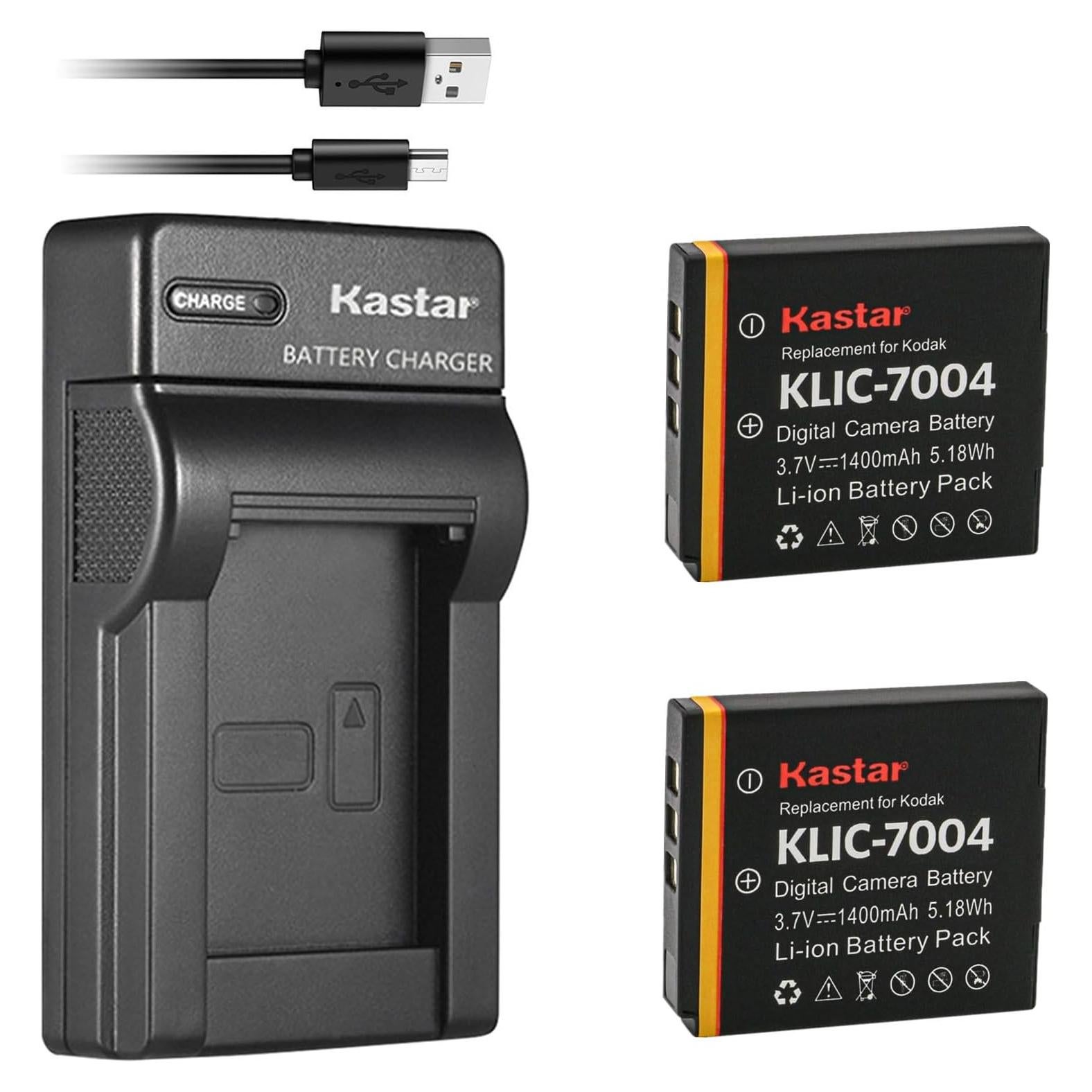 Baterías Kastar (2 unidades) y Cargador USB Slim para Kodak K7004