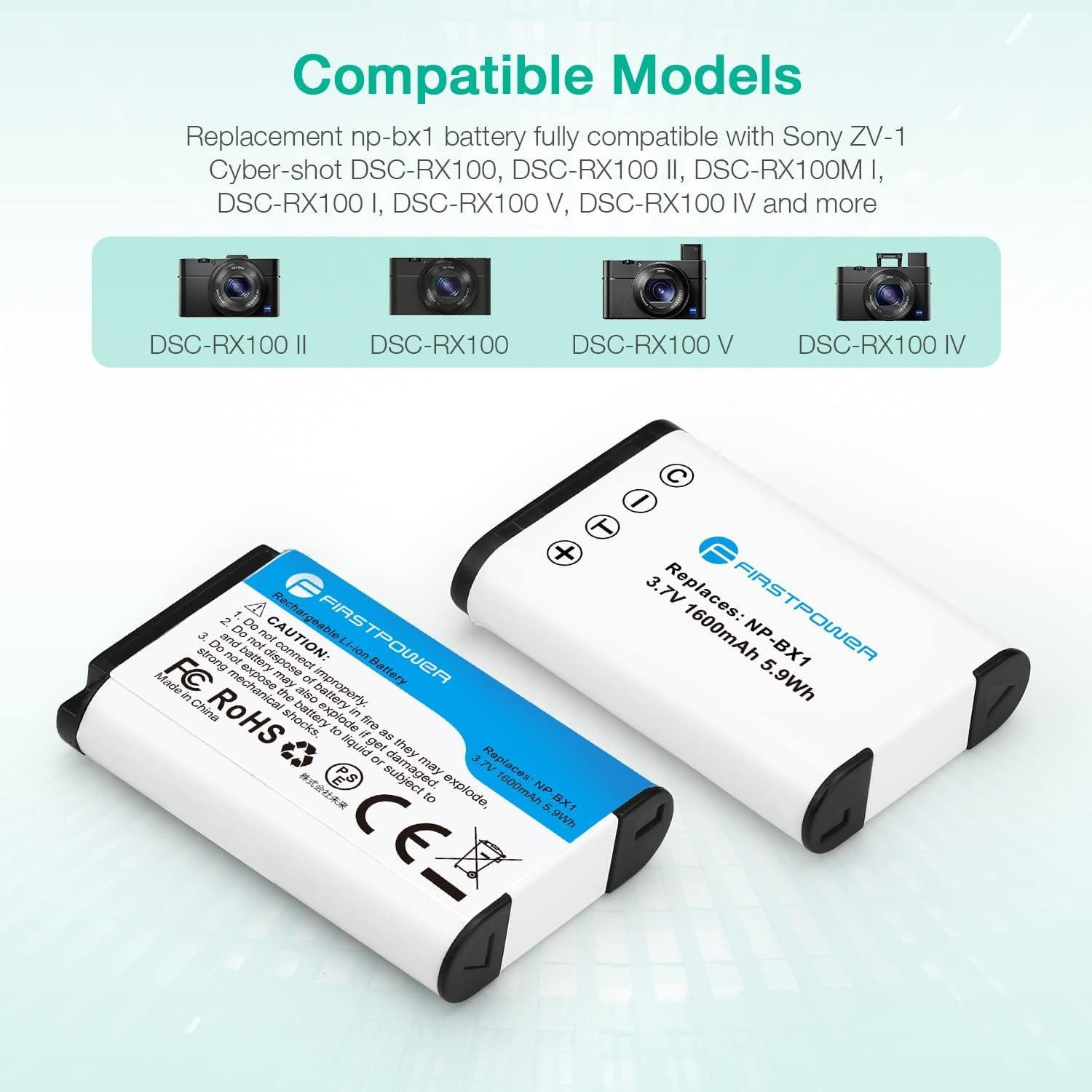 Batería FirstPower NP-BX1 Doble + Cargador USB para Sony