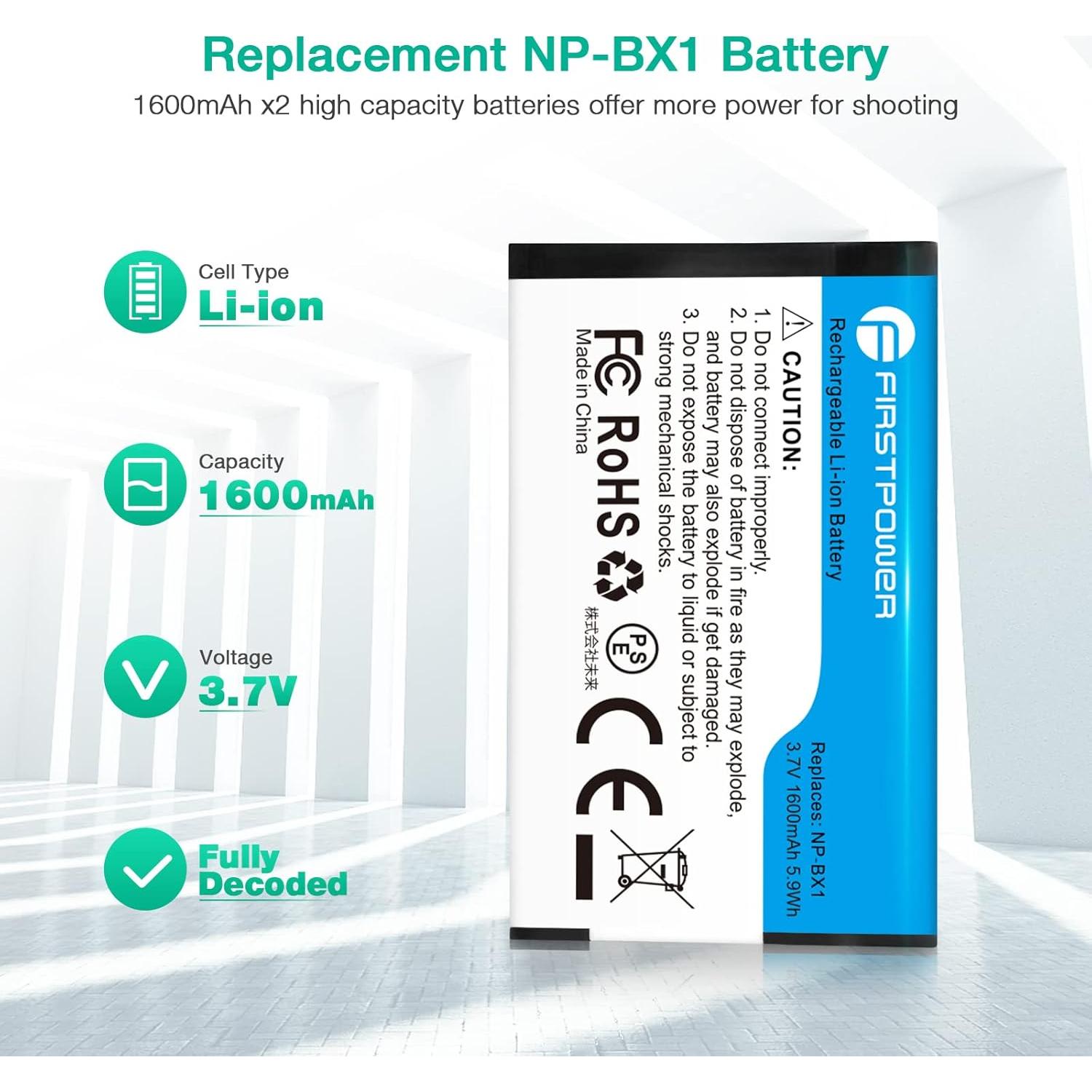 Batería FirstPower NP-BX1 Doble + Cargador USB para Sony