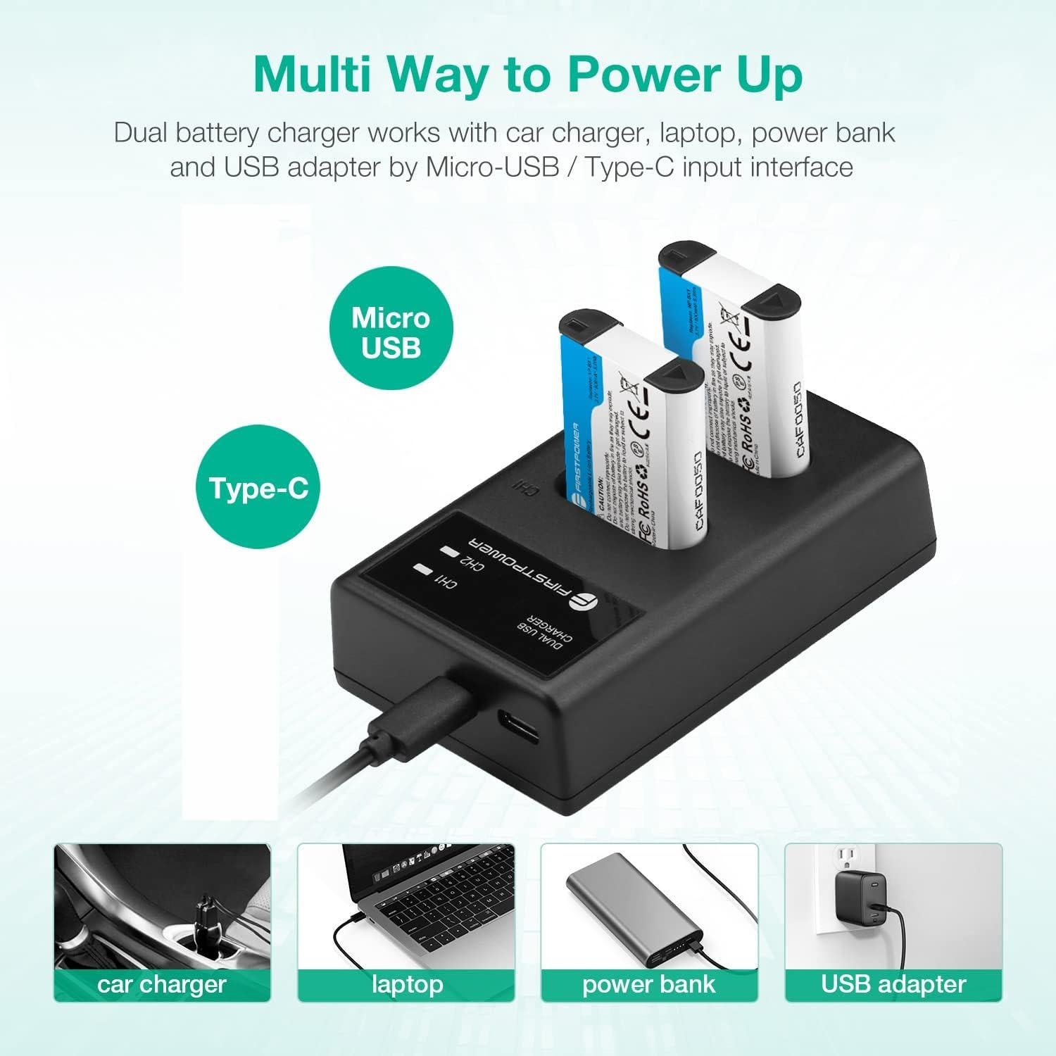 Batería FirstPower NP-BX1 Doble + Cargador USB para Sony