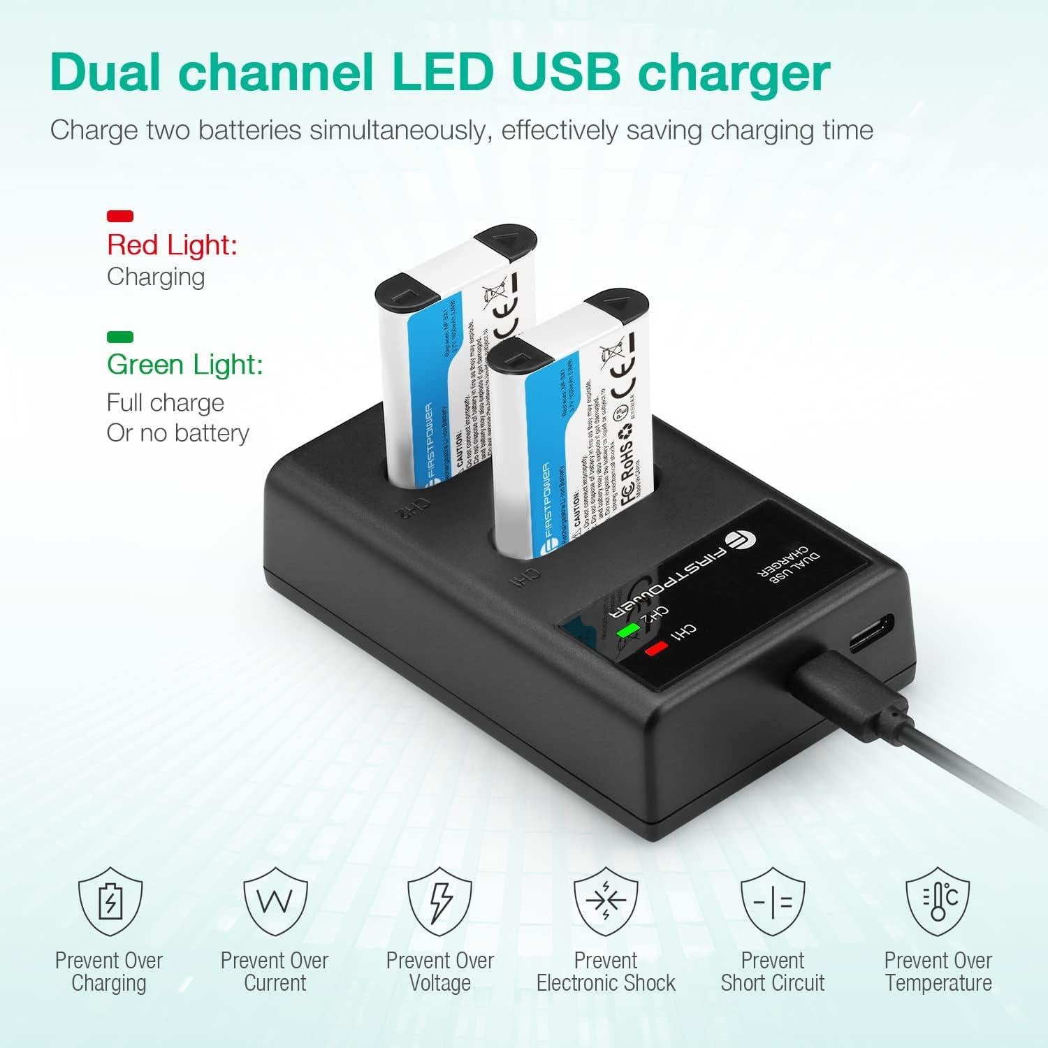 Batería FirstPower NP-BX1 Doble + Cargador USB para Sony