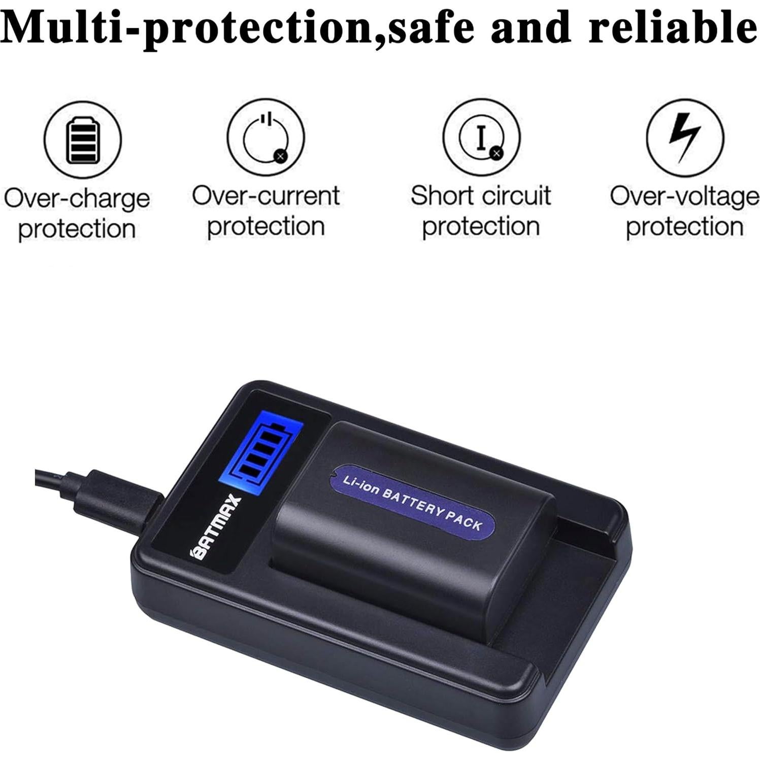 Batería Batmax NP-FH50 1100mAh + Cargador USB LCD para Sony