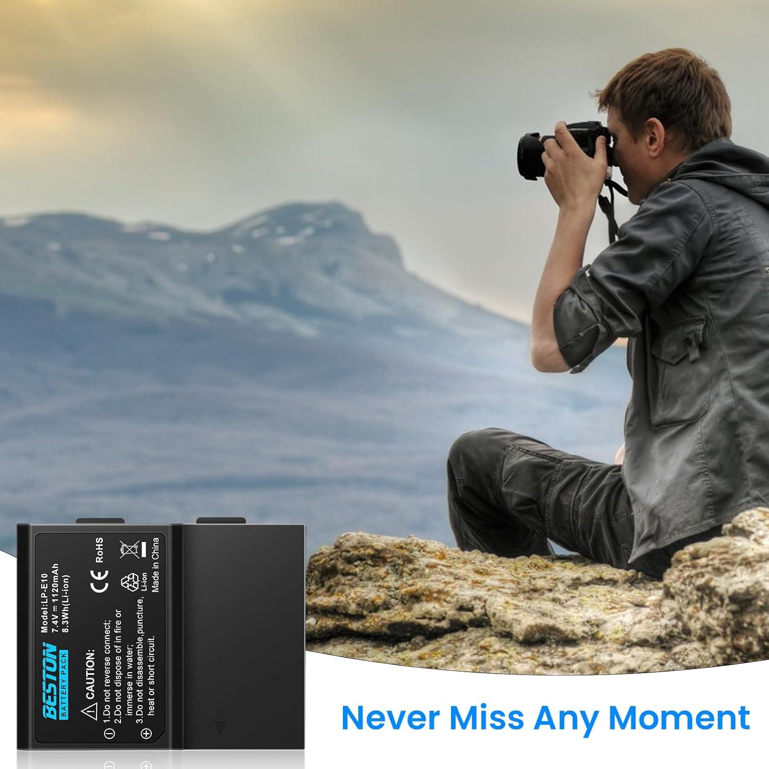 Batería y Cargador Beston LP-E10 para Cámara Canon DSLR - 3 Piezas