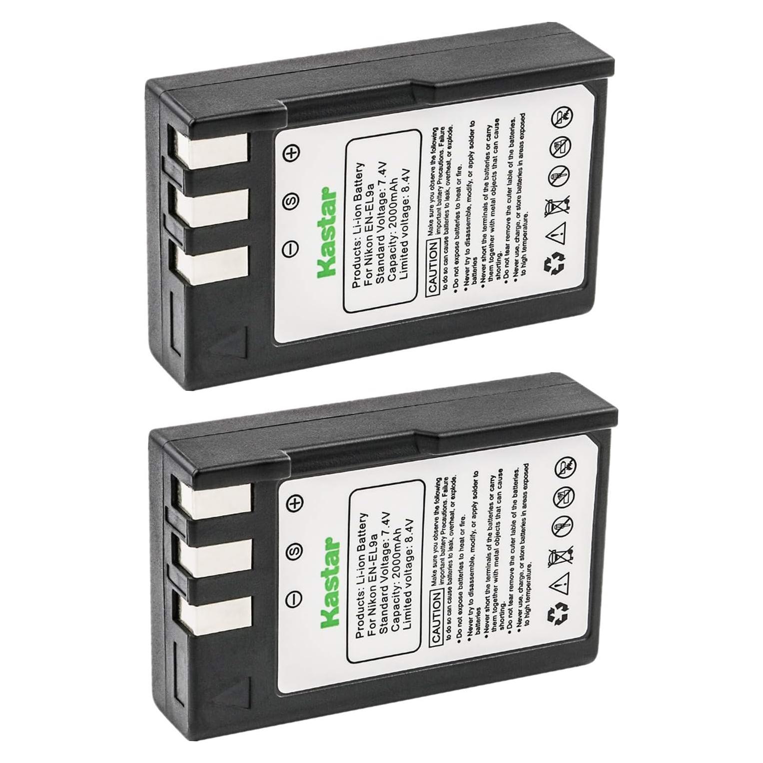 Baterías Kastar EN-EL9 para Nikon D40 D60 D3000 - 2 Paquetes