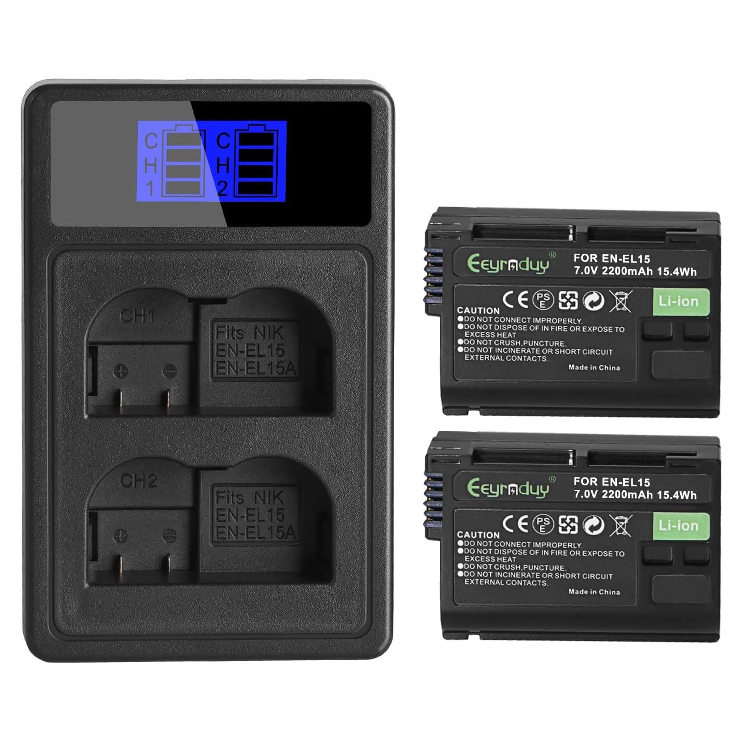 Juego de Cargador y 2 Baterías EN-EL15 para Nikon 2200mAh