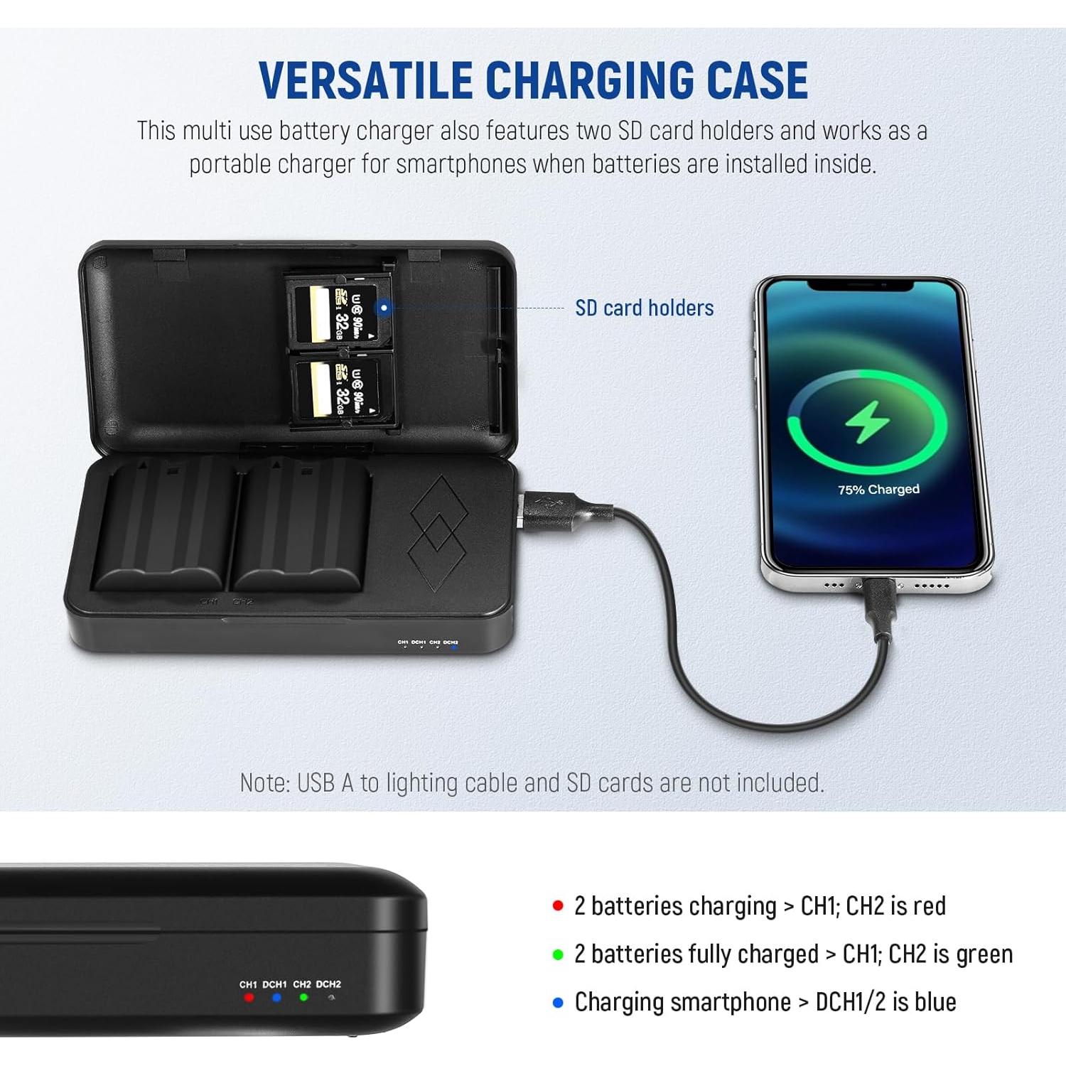 Conjunto Batería y Cargador NEEWER EN-EL15c 2400mAh Doble Canal