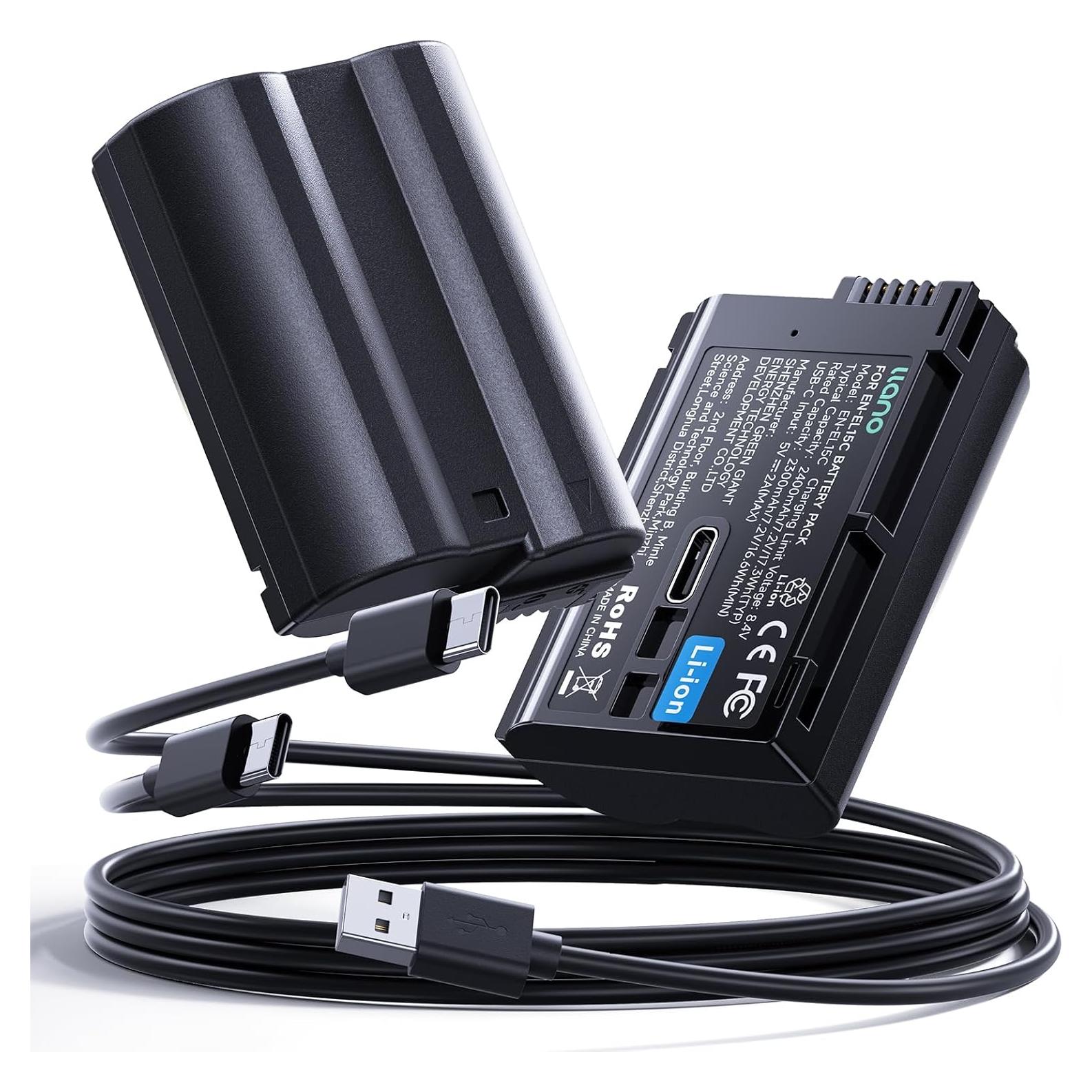 Batería Llano EN-EL15C USB-C 2400mAh para Nikon Z8, Z6, D850