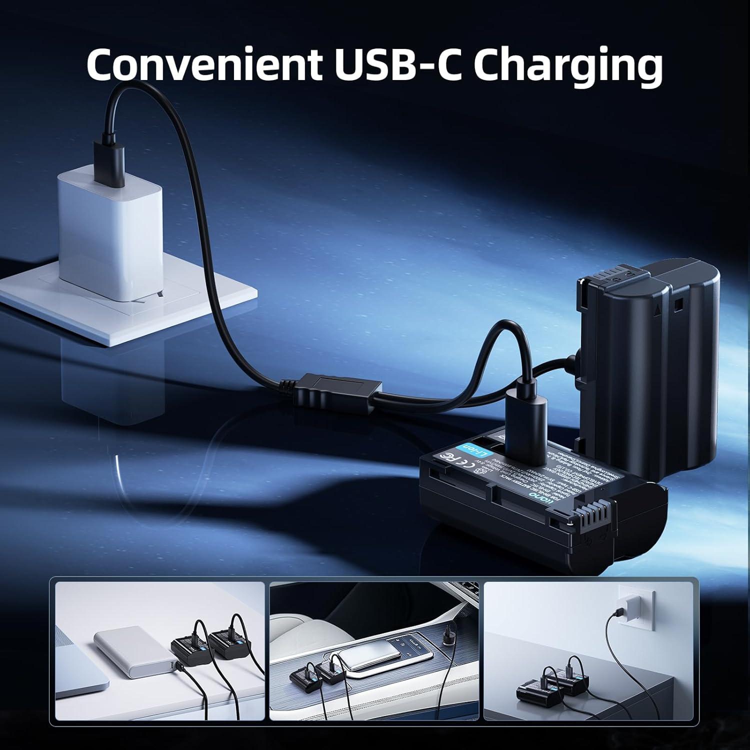 Batería Llano EN-EL15C USB-C 2400mAh para Nikon Z8, Z6, D850