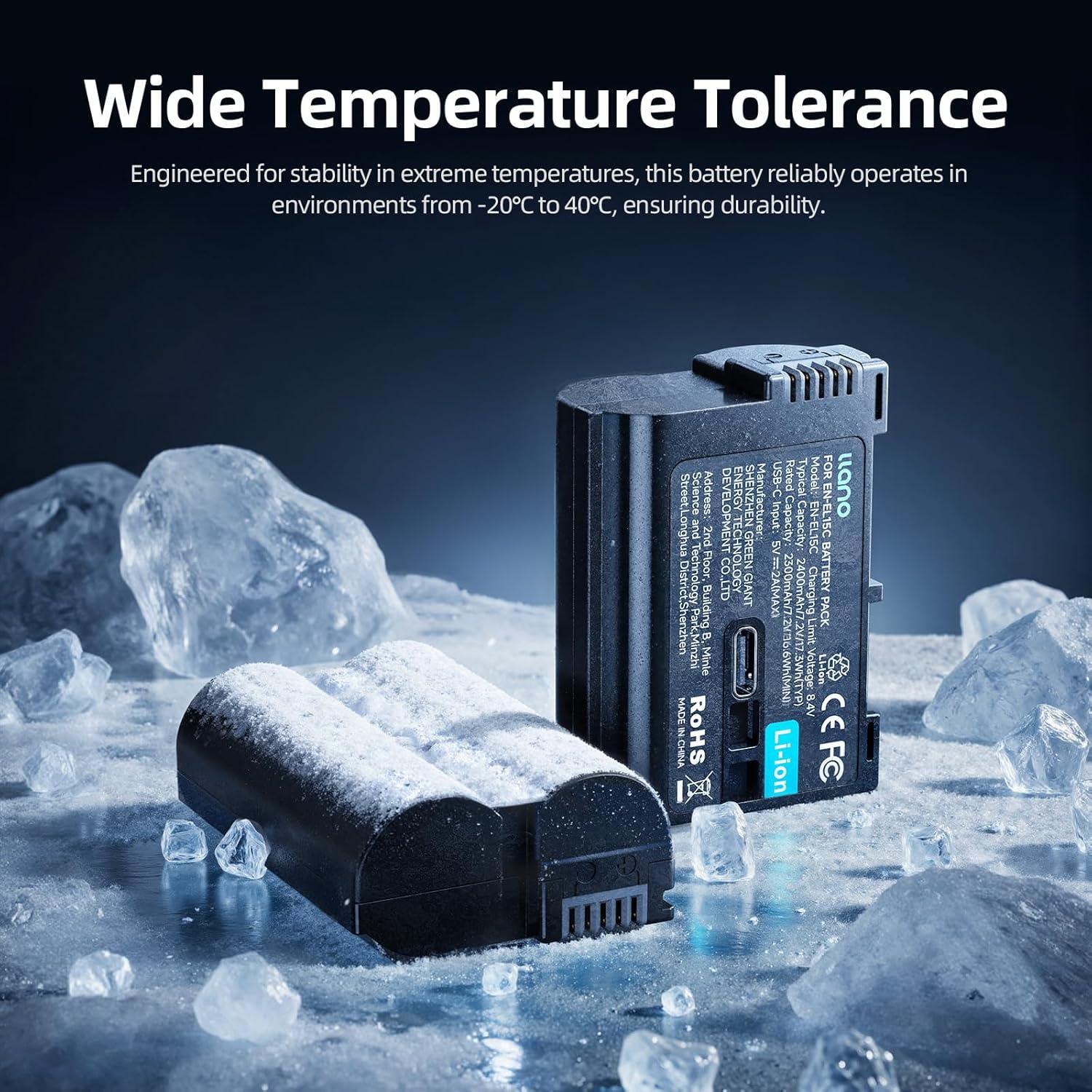 Batería Llano EN-EL15C USB-C 2400mAh para Nikon Z8, Z6, D850