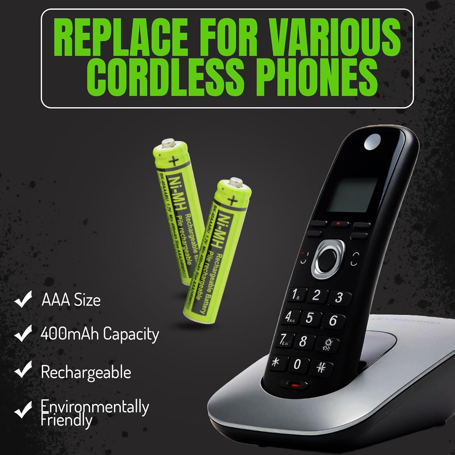 Baterías Recargables Ni-MH BK-40AAABU para Teléfono Panasonic