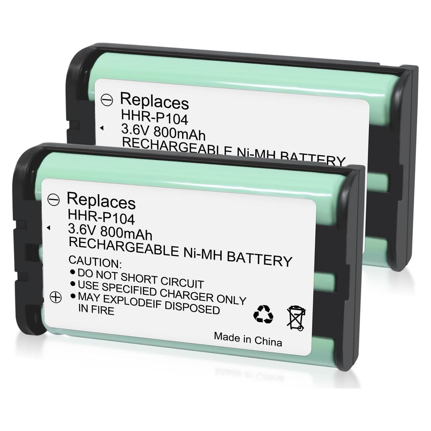 2 Baterías Recargables NiMH HHR-P104 800mAh 3.6V para Panasonic