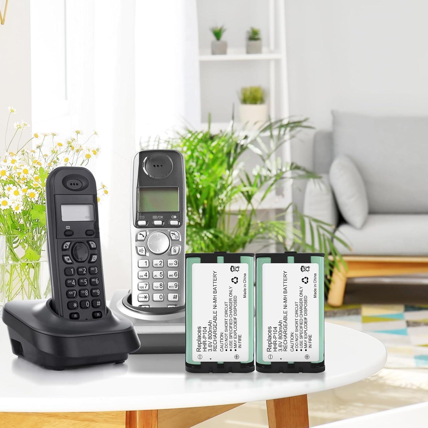 2 Baterías Recargables NiMH HHR-P104 800mAh 3.6V para Panasonic