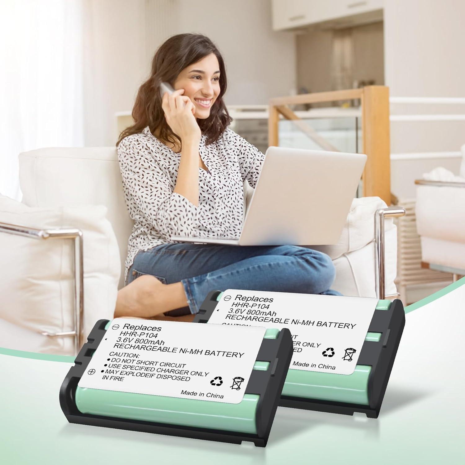 2 Baterías Recargables NiMH HHR-P104 800mAh 3.6V para Panasonic