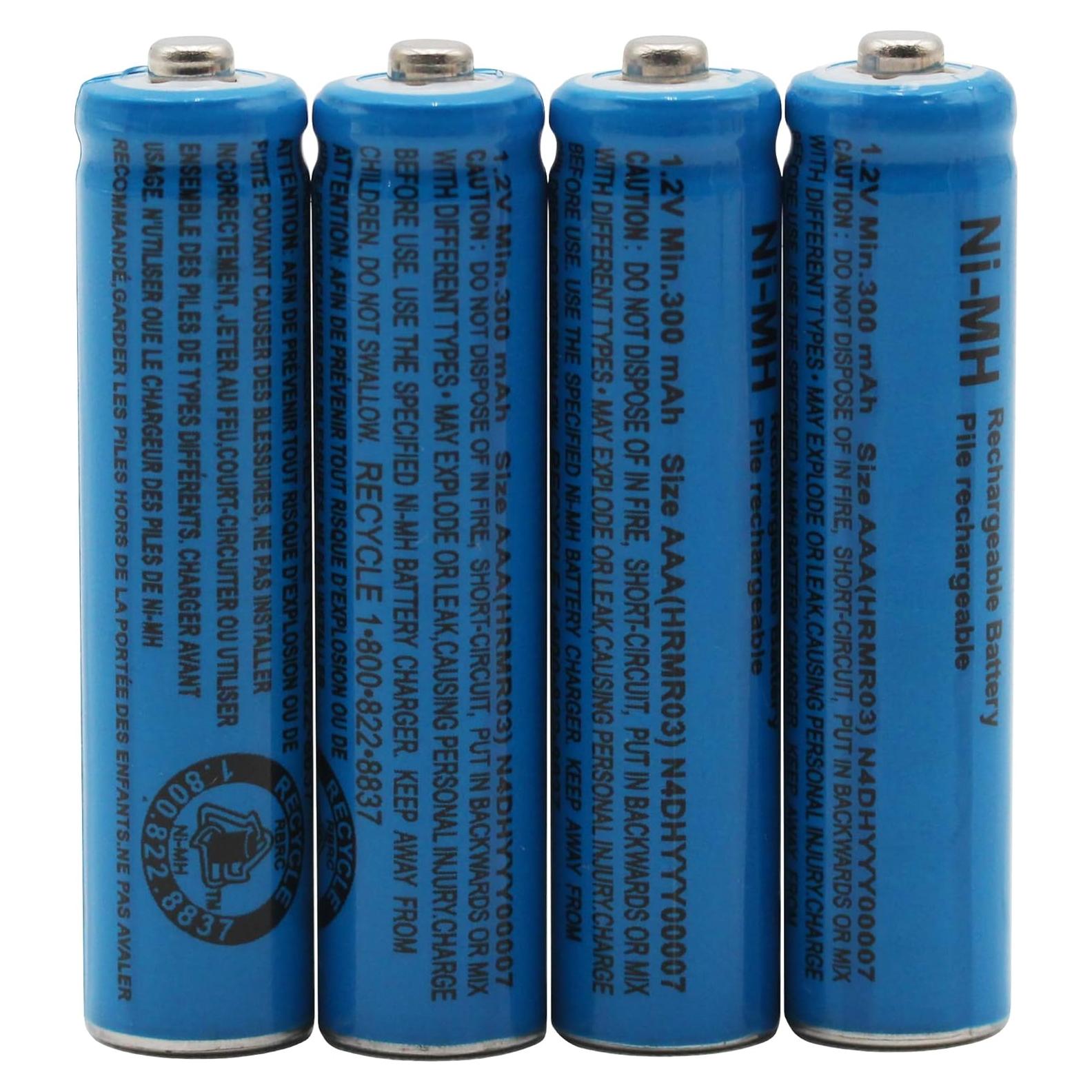 Paquete de 4 Baterías Recargables NiMH Cerepros N4DHYYY00020 1.2V 300mAh