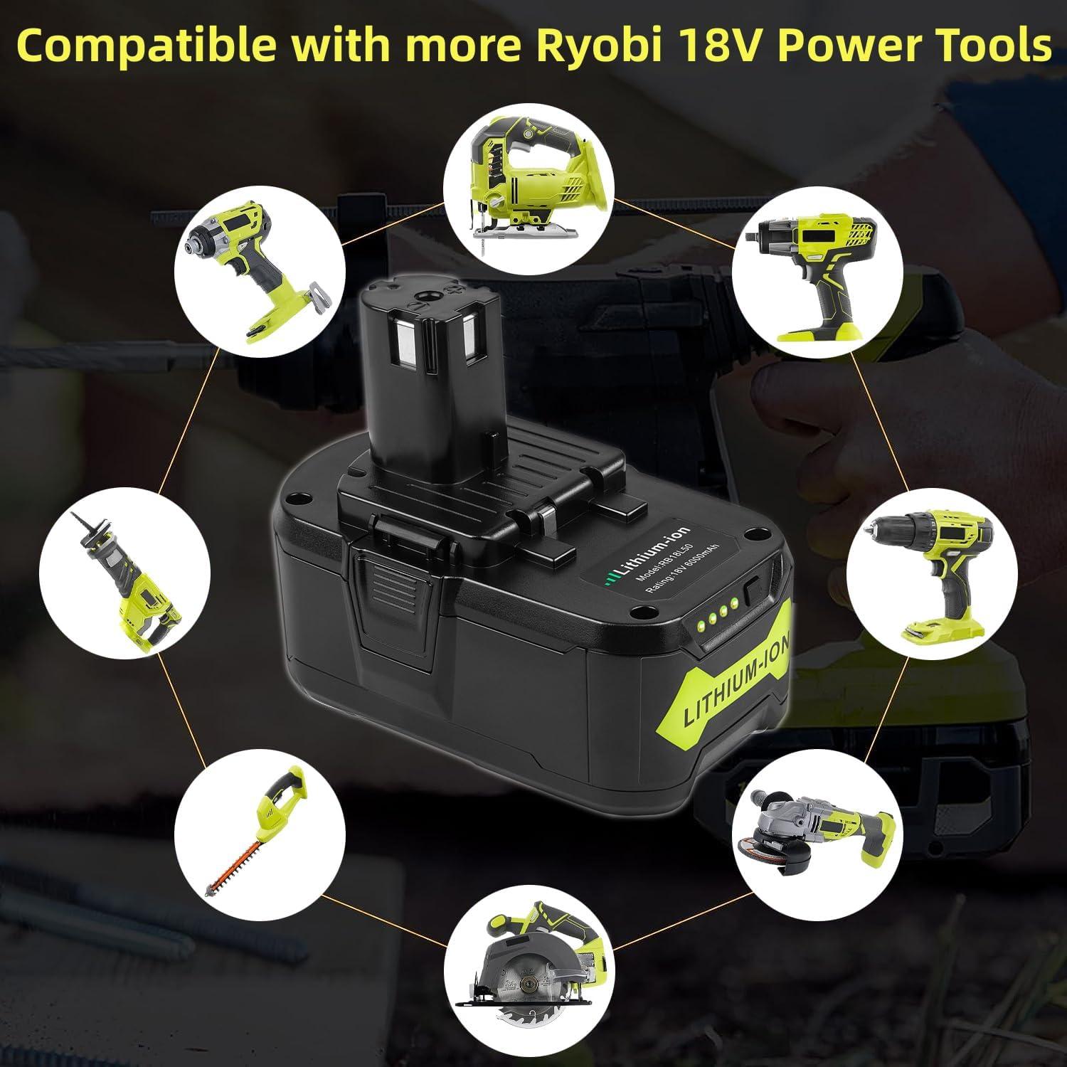 Batería ARyee 18V 6.0Ah 2-Pack para herramientas Ryobi