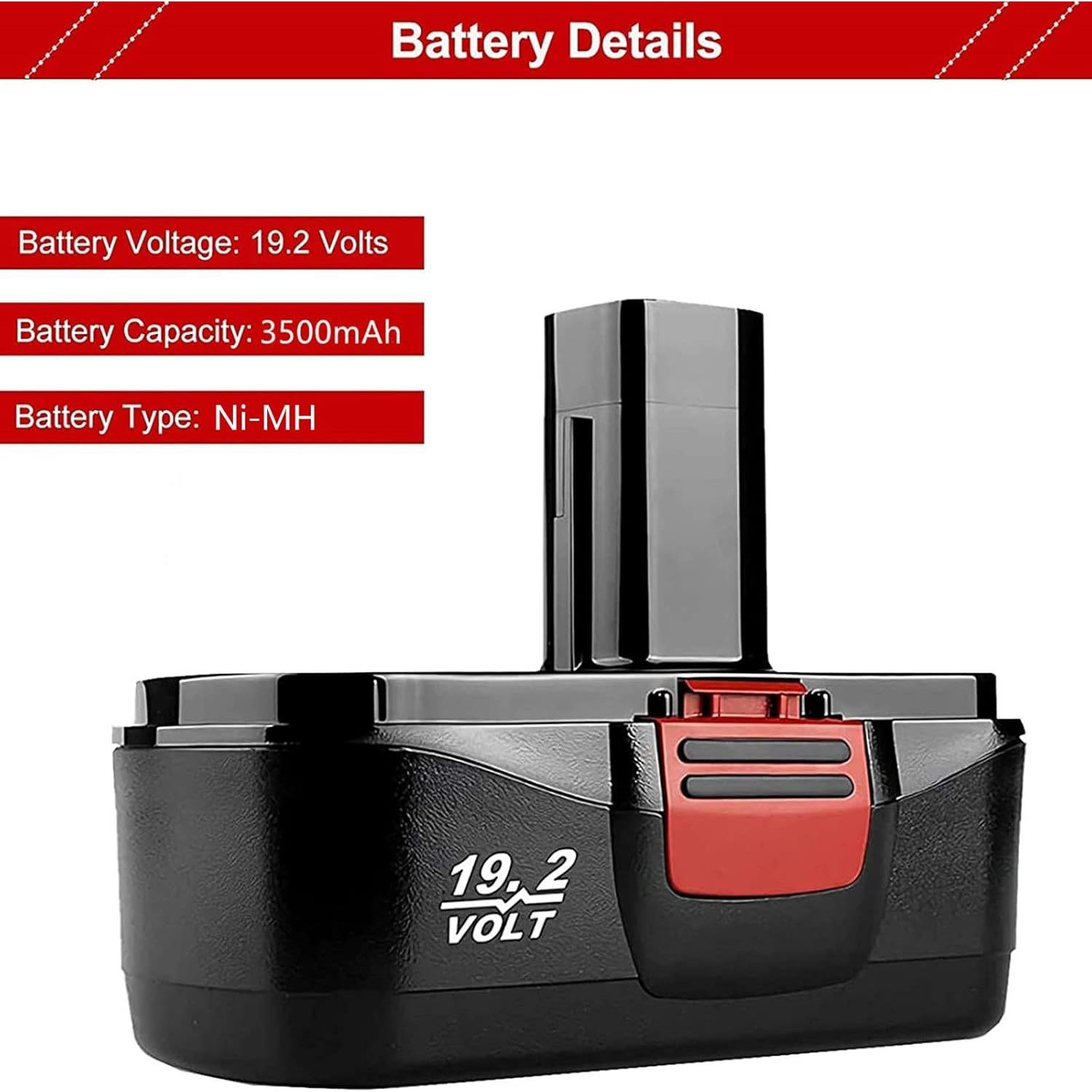 2 Baterías de Reemplazo Ni-MH 19.2V 3500mAh Craftsman C3