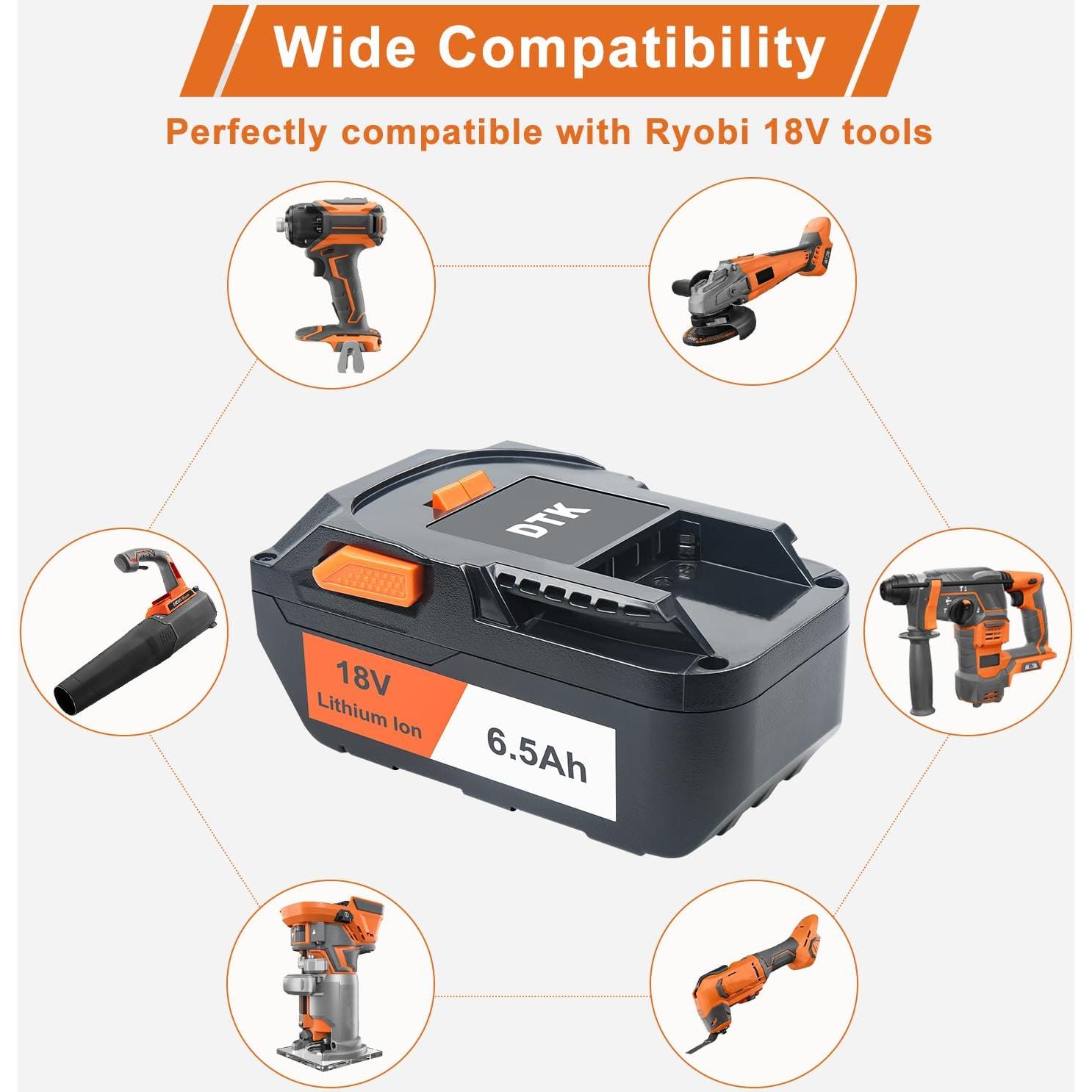 Batería de Reemplazo DTK 18V 6500mAh para Herramientas RIDGID