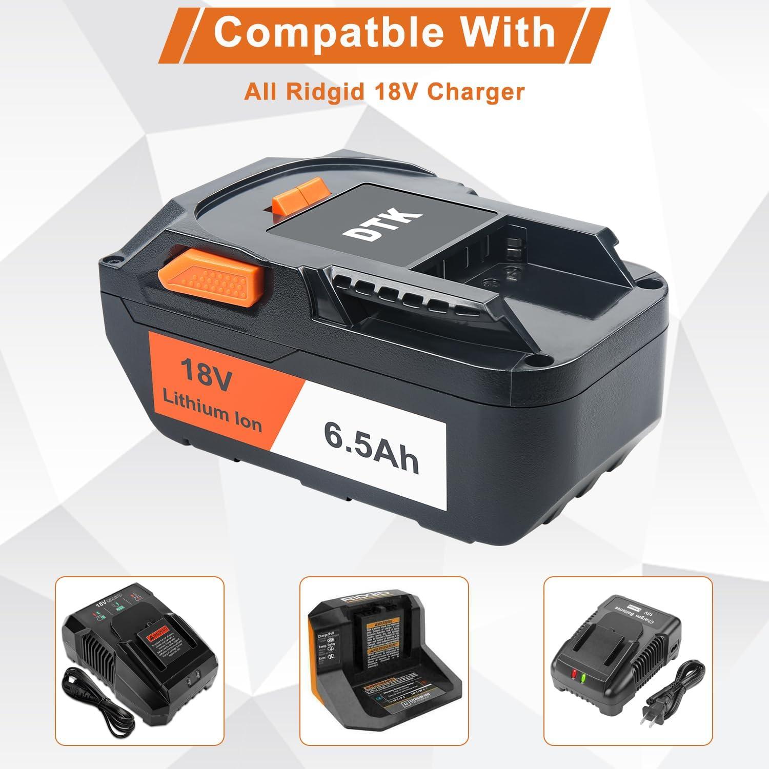 Batería de Reemplazo DTK 18V 6500mAh para Herramientas RIDGID