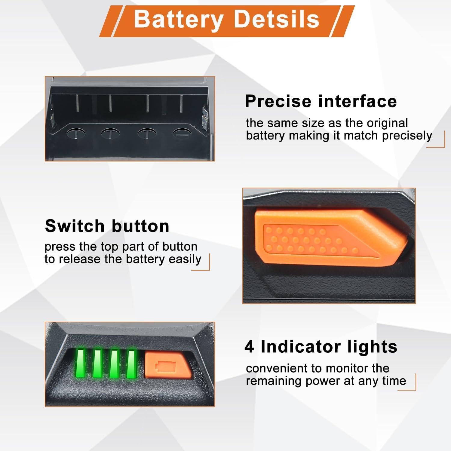 Batería de Reemplazo DTK 18V 6500mAh para Herramientas RIDGID